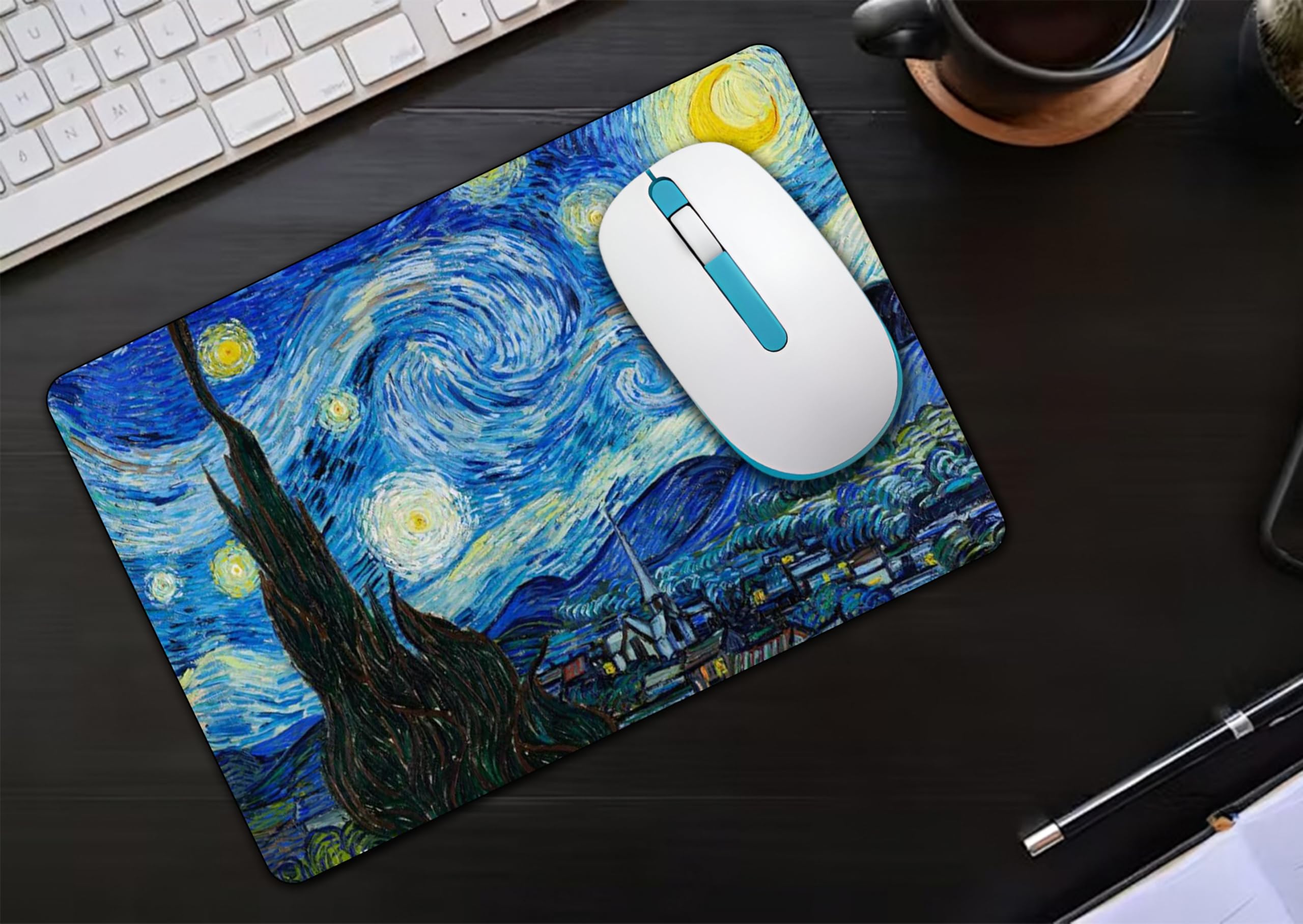 Starry Night Art Mouse Pad, 22.7 x 19 cm, 3mm Thick with Rubberised Base-image-7