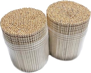 Makerstep 1000 Wooden Toothpicks with Ornate Handles - 2 Packs of 500 in Plastic Holders for Parties, Teeth Cleaning & Crafts