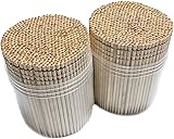Makerstep 1000 Wooden Toothpicks Ornate Handle in Toothpicks Holder Container 2 Packs of 500, Good for Party, Cleaning Teeth, Appetizer.