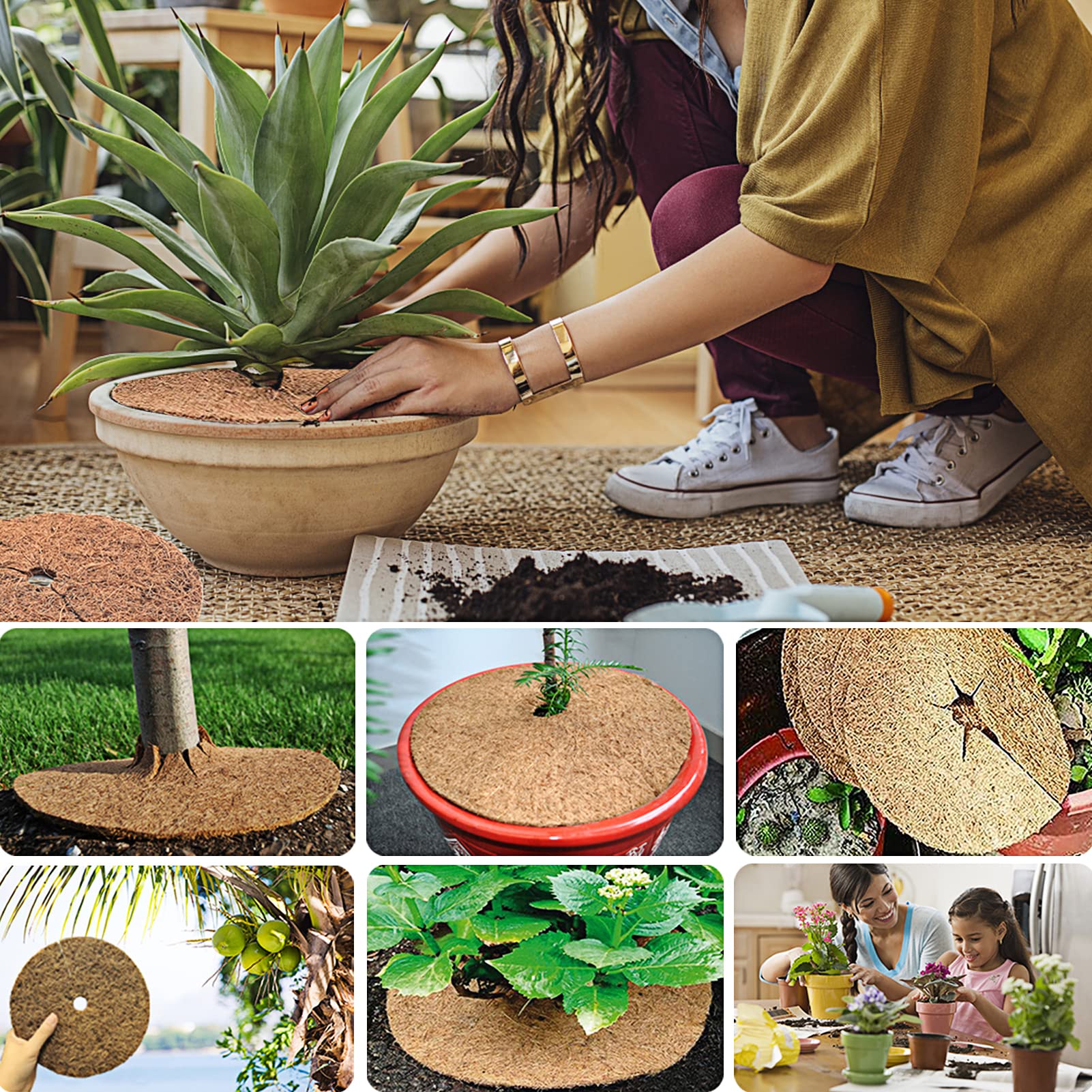 Paillage Chanvre 10 Disques Paillage Fibre Coco 30cm - Anti Mauvaises Herbes, Garde Humidité - Protection Naturelle Plantes Pacciamatura Naturale