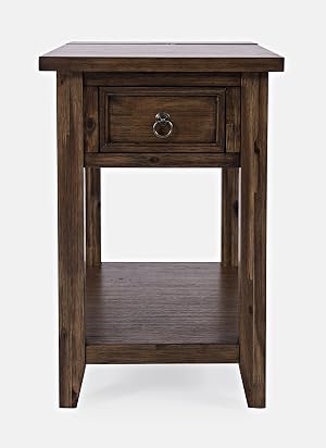 Jofran Bakersfield Side USB Charging Table Wire Brush Brown