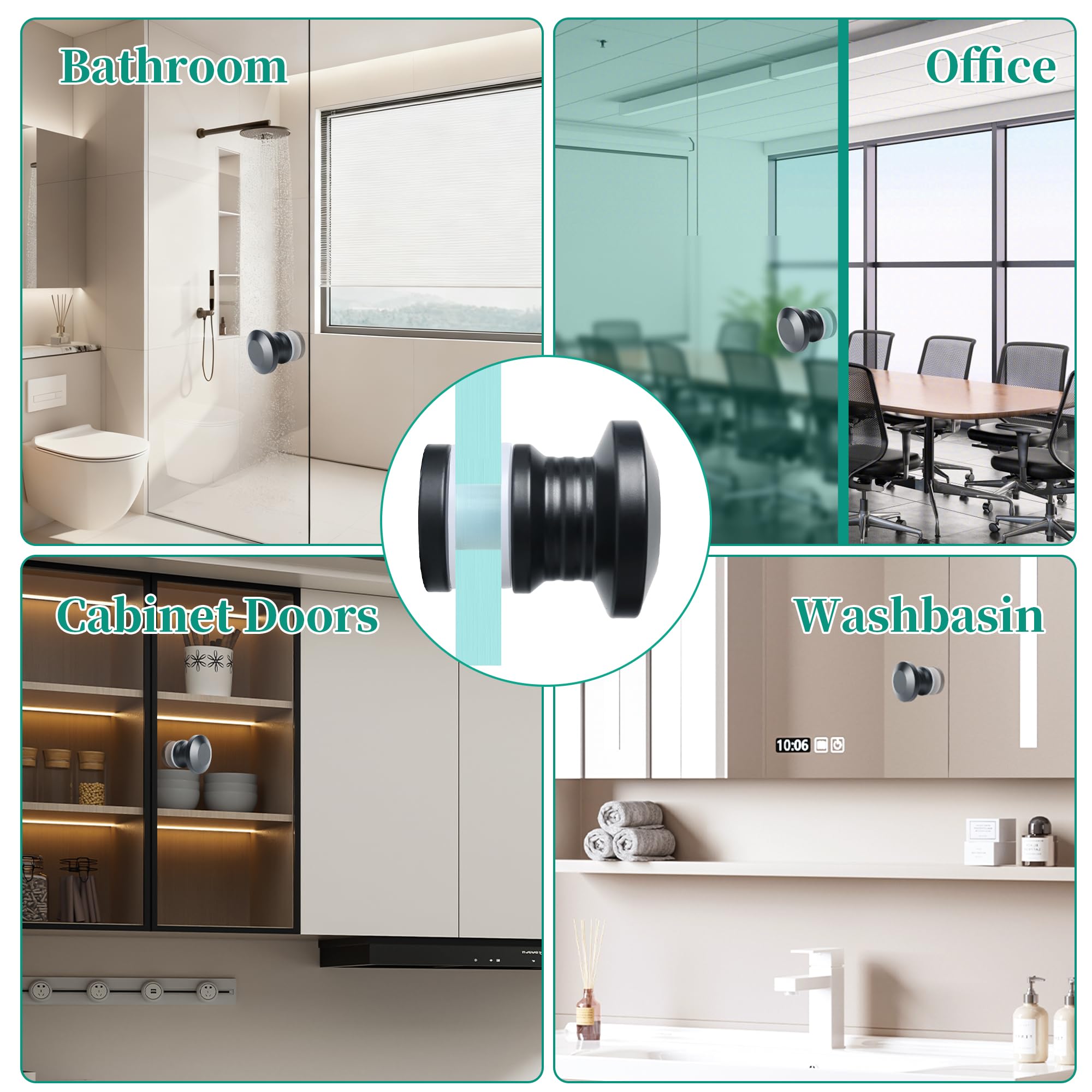 Alise Matte Black Shower Door Handle - Durable & Easy Install -8