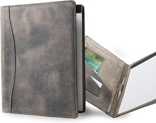 PEGAI Padfolio de cuero 100% hecho a mano, organizador de bloc legal para negocios, escuela, oficina, conferencia, resistente, piel de vaca de grano