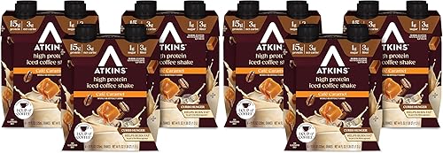 Vista 16 de Atkins - Batido de proteínas de café con leche y vainilla, con proteína de alta calidad Apto para dieta cetogénica y sin gluten. 12 batidos.