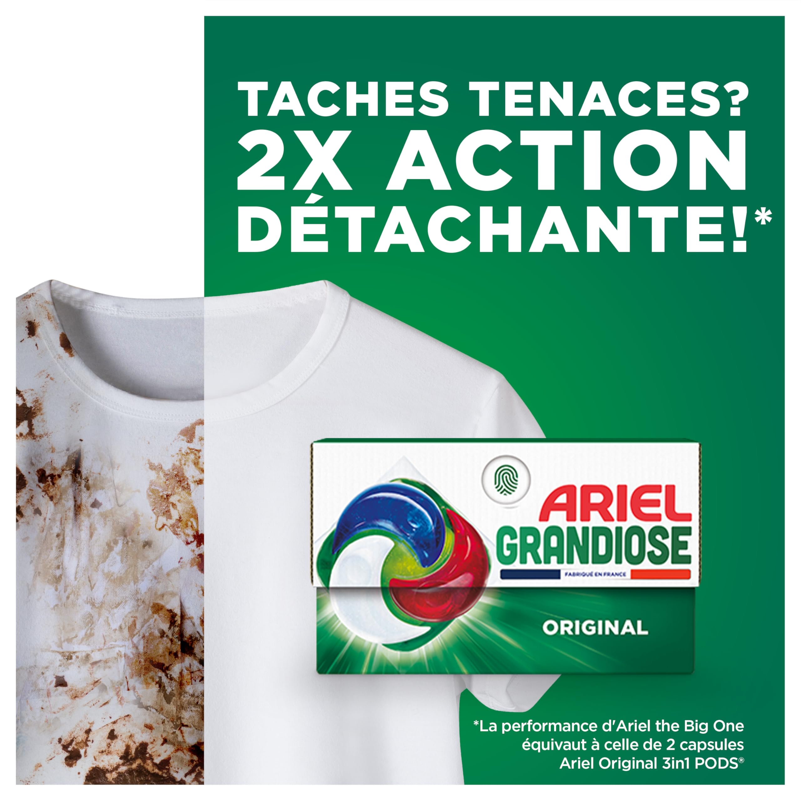 Ariel PODS Grandiose Lessive en capsule Original x60 | 60 lavages (4X15). Idéal Pour Les Lessives Mixtes. Dissolution Rapide Même à Froid. Fabriqué en France