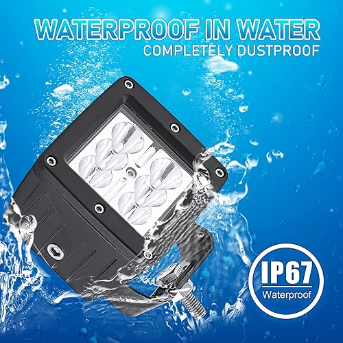 Miniatura 3 de Dasen 2 piezas de luces LED de trabajo de 24 W y bisagras de capó superior, soportes de montaje de zanja laterales con kit de cableado compatible