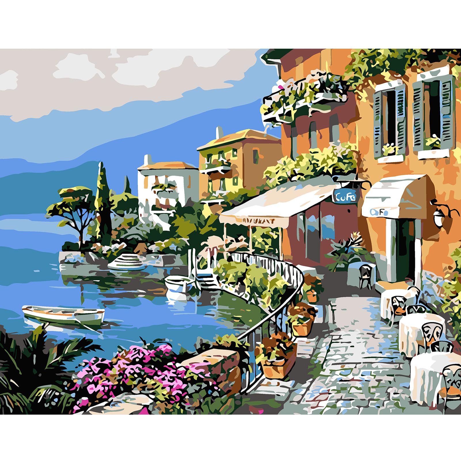 DAERLE Pintar con Numeros para Adultos Paisaje, DIY Pintura por Números Paisaje, DIY Cuadro al óleo con Número de Lienzo decoración para el hogar 40x30cm (Sin Marco)
