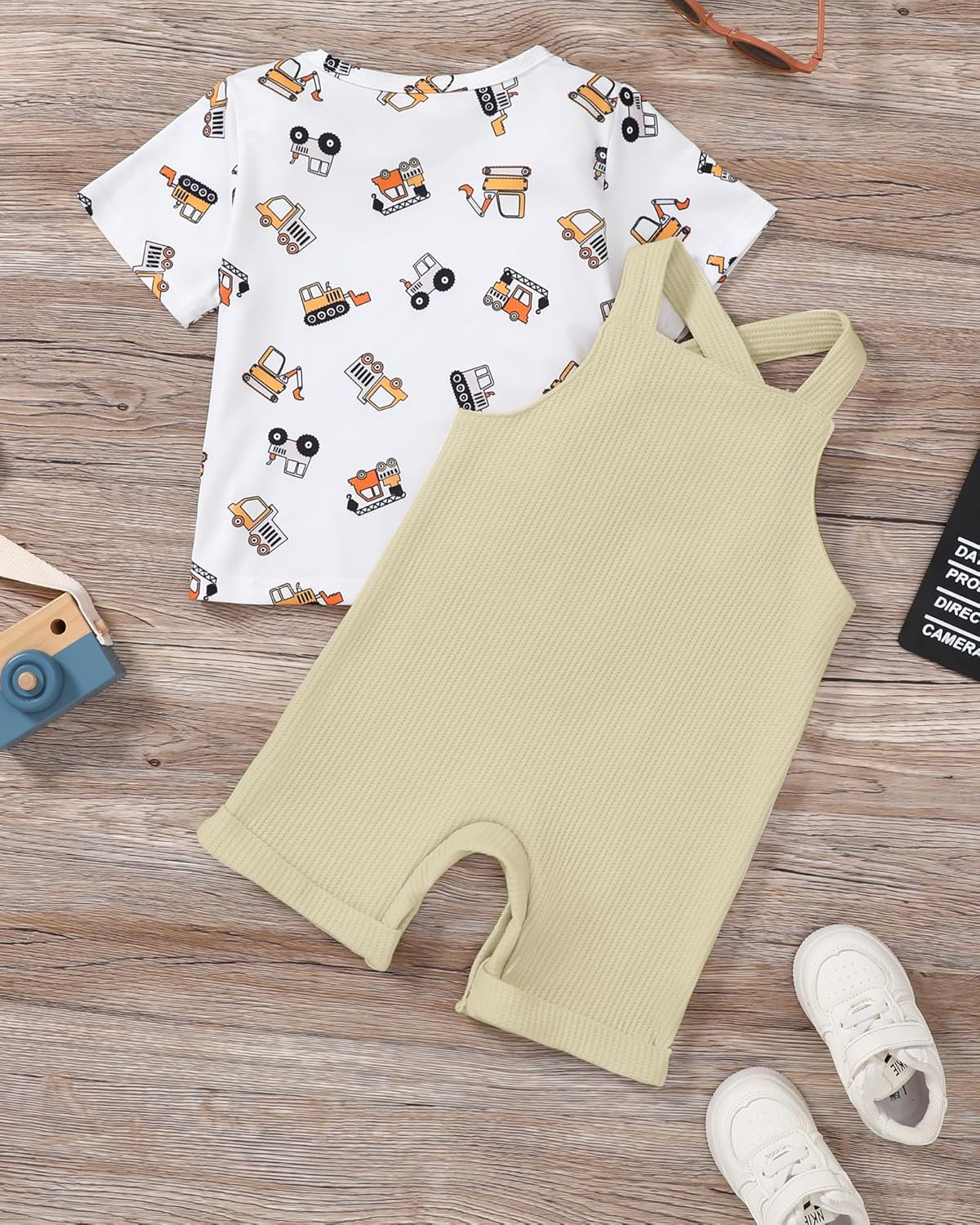 ZOEREA Toddler Baby Boys Clothes Summer Outfit Stripe T-Shirt and Shortall Romper Set Cute Jumpsuit Solid Color 6M-4T - Image 3