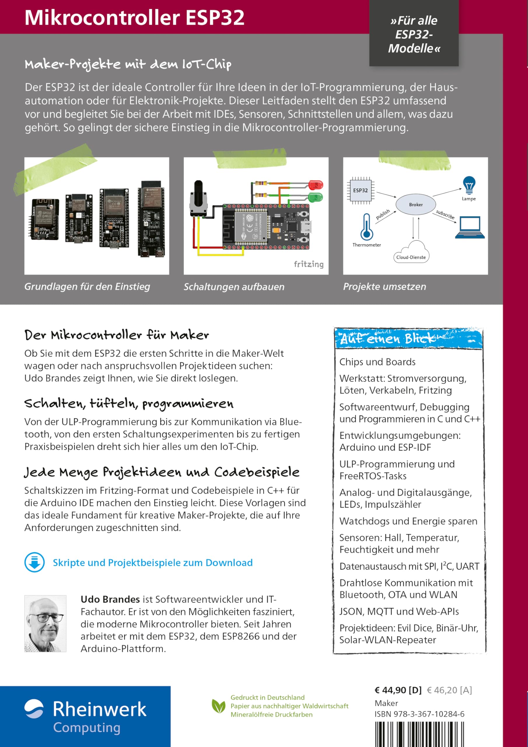 Mikrocontroller ESP32: Das umfassendes Handbuch. Über 700 Seiten, komplett in Farbe, mit Fritzing-Schaltskizzen und Projektideen – Neue Auflage 2024