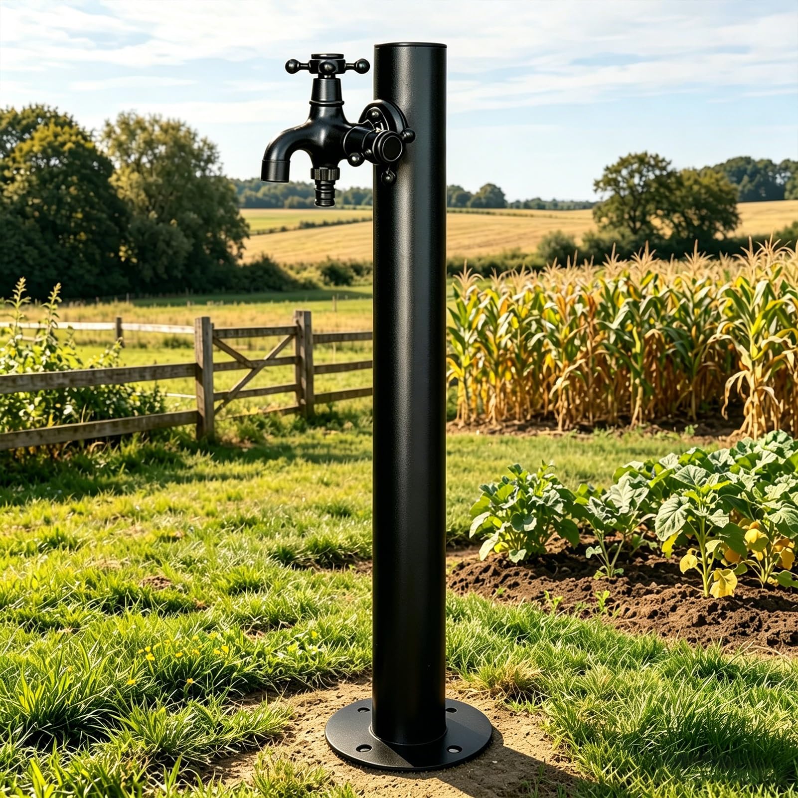 Outdoor Pedestal Water Column Faucet, Free-Standing Garden Tap Vertical Yard Hydrant Standing Water Spigot for Backyard Lawn Farm Irrigation