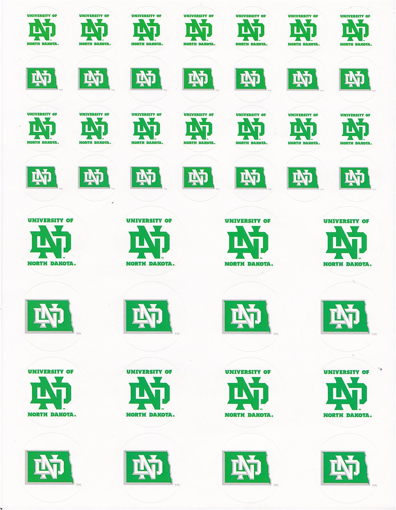 North Dakota Fighting Sioux Small Sticker Sheet - 2 Sheets