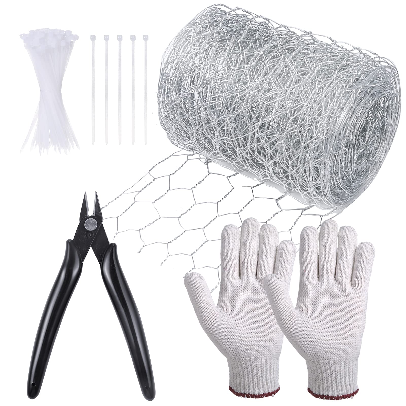 Aboofx Chicken Wire for Craft, 197 x 4 inch Floral Chicken Wire Net, Hexagonal Chicken Wire for Garden Poultry, with One Mini Cutting Pliers and 1 Pair Gloves