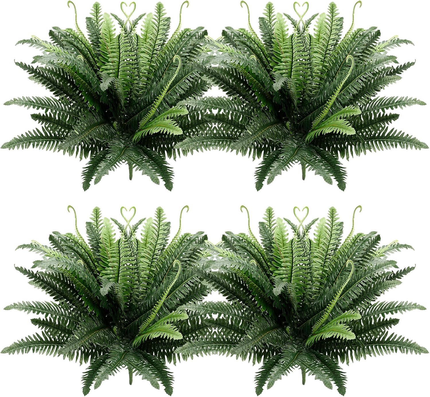 Tigeen 4 Pack 120 Bunches Artificial Boston Fern Bush 33.5 Inch Silk Fake Boston Fern Greenery Shrubs for Outdoor Indoor Decorating, Living Room, Bedroom, Office, Garden