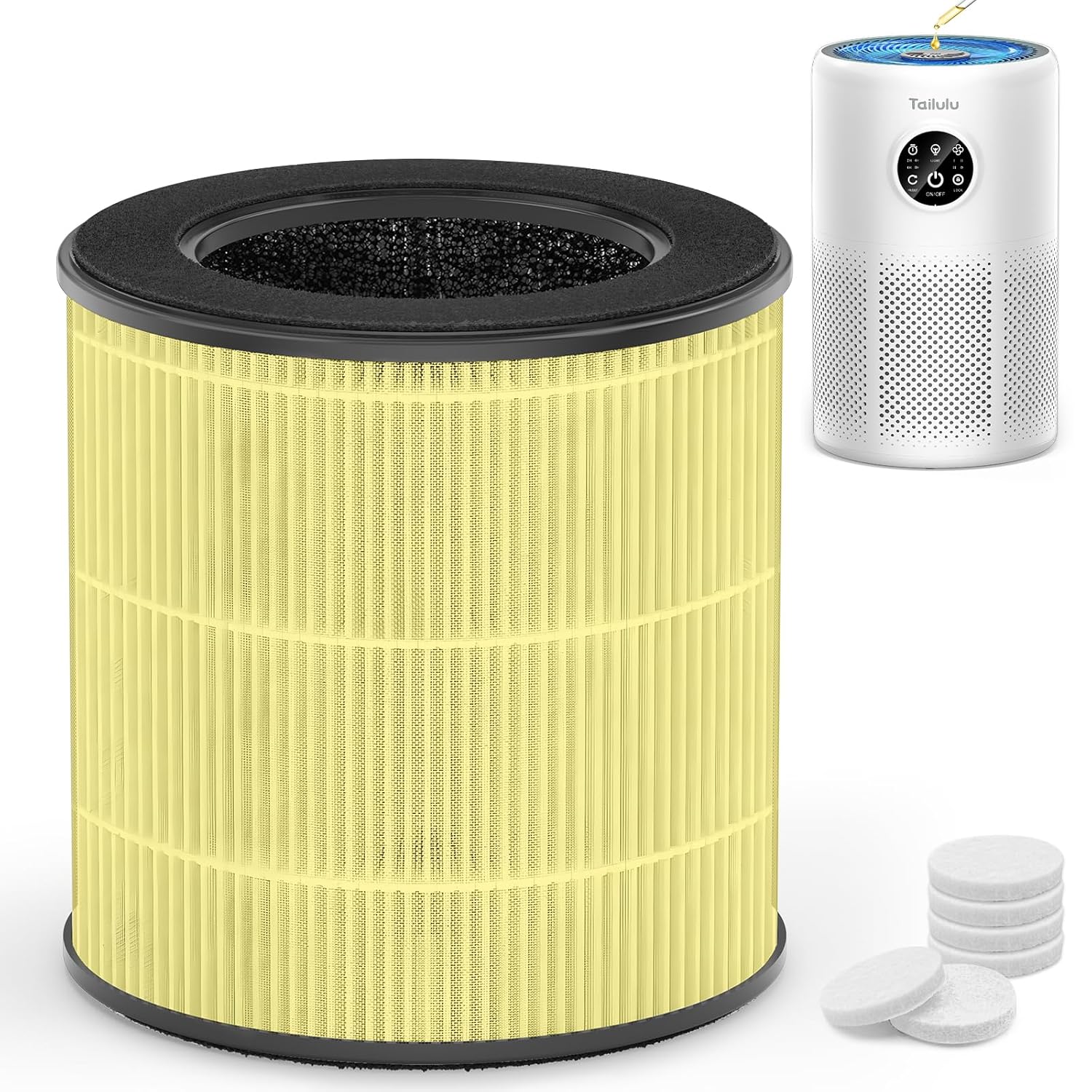 Tailulu D10 Replacement Filter Air Purifier Filter for Tailulu D10 Air Purifier 3-in-1 H13 Grade True HEPA Replacement