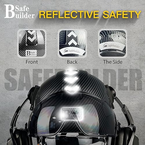 Miniatura 7 de SAFEBUILDER Casco de seguridad industrial con visera orejeras casco duro con visera ventilada, protección para la cabeza de trabajo de construcción,