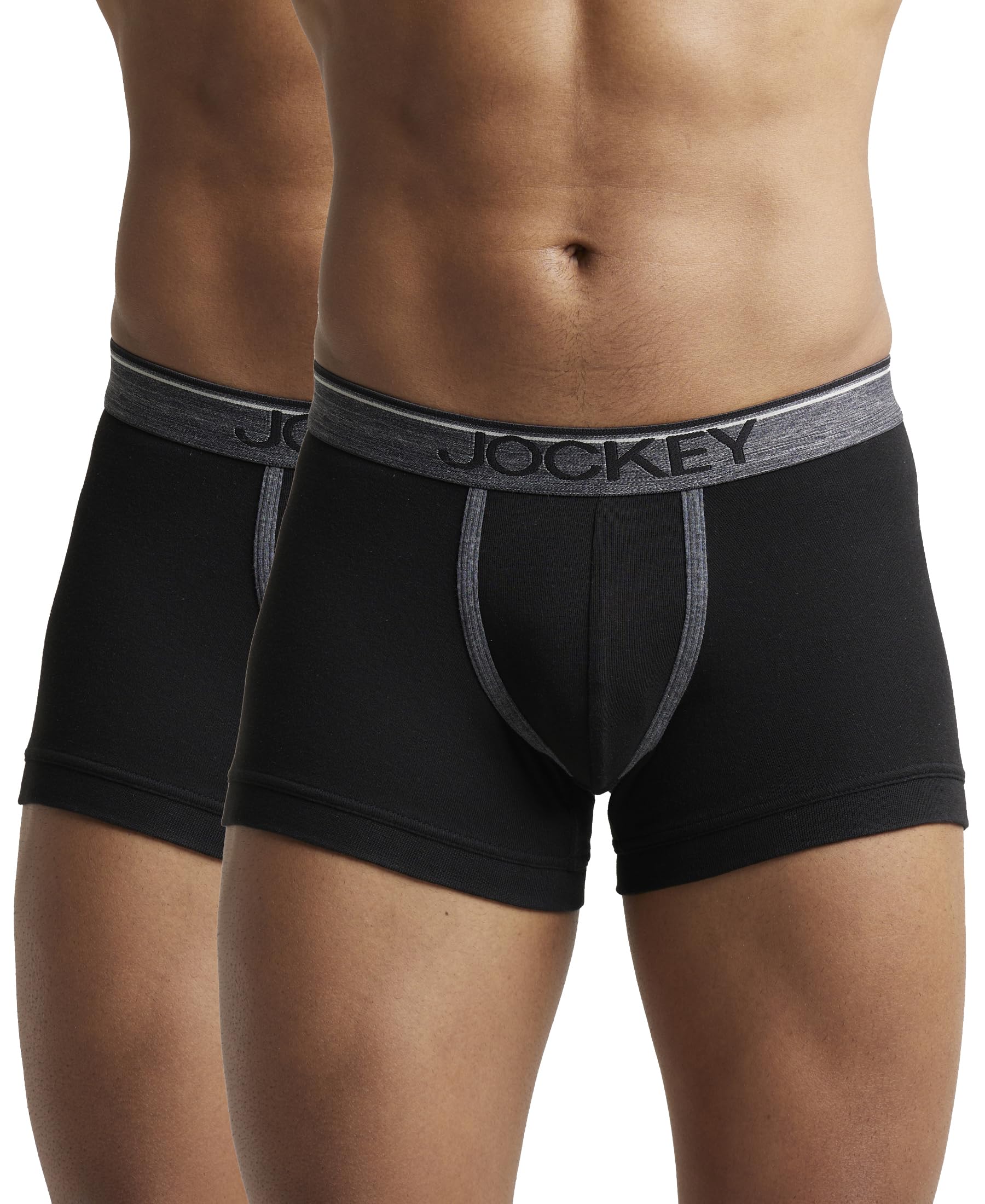8015 Men's Super Combed Cotton Rib Solid Trunk with Ultrasoft Waistband (Pack of 2)