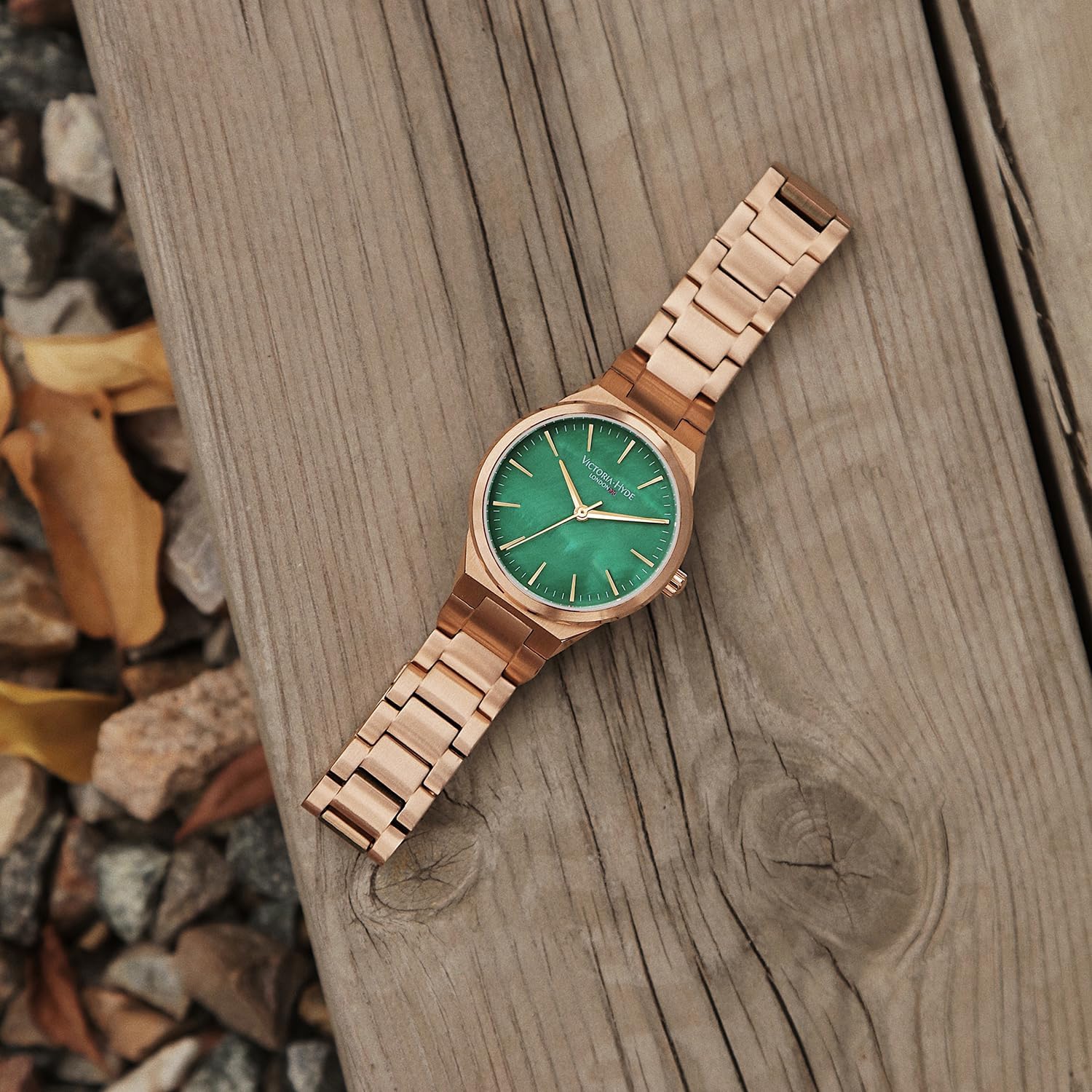 VICTORIA HYDE Green Face Rose Gold Watches for Women - Image 5