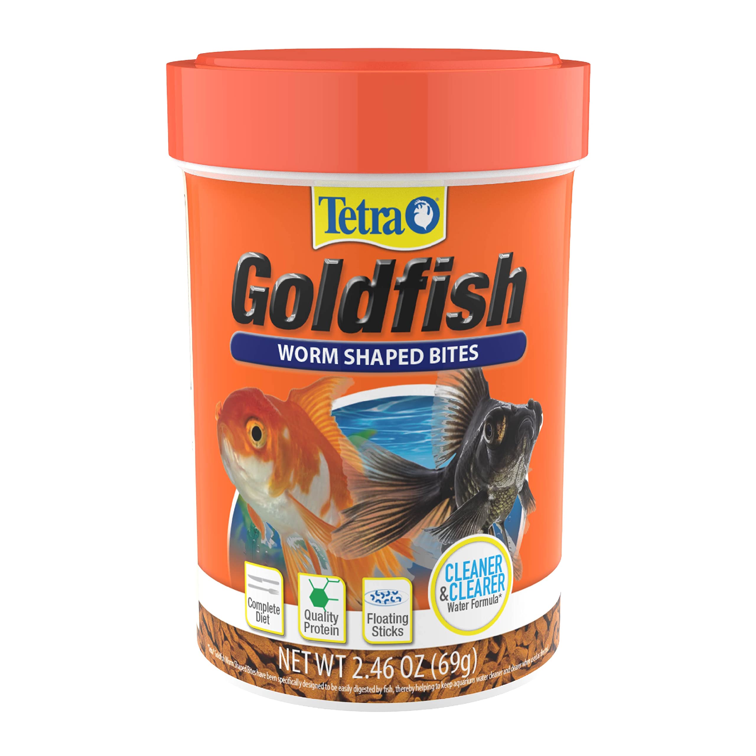 Goldfish Worm Shaped Bites Fish Food, 2.46 Oz., Complete Food for All Goldfish