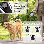 Segarty 16 Ft 360°Tangle-Free Leash with Detachable Poop Bag Holder, Retractable Lead for Dogs up to 66 lbs, 5m Long Walking Leash for Pets Outside with Anti-Slip Handle & One-Handed Brake Pause Lock