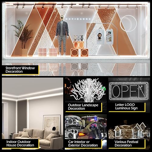 Miniatura 8 de Dyna-Living Luces LED blancas de 100 pies con aplicación Bluetooth y control remoto por infrarrojos, 200 unidades, 3 LED, 5730 SMD, módulo de luces