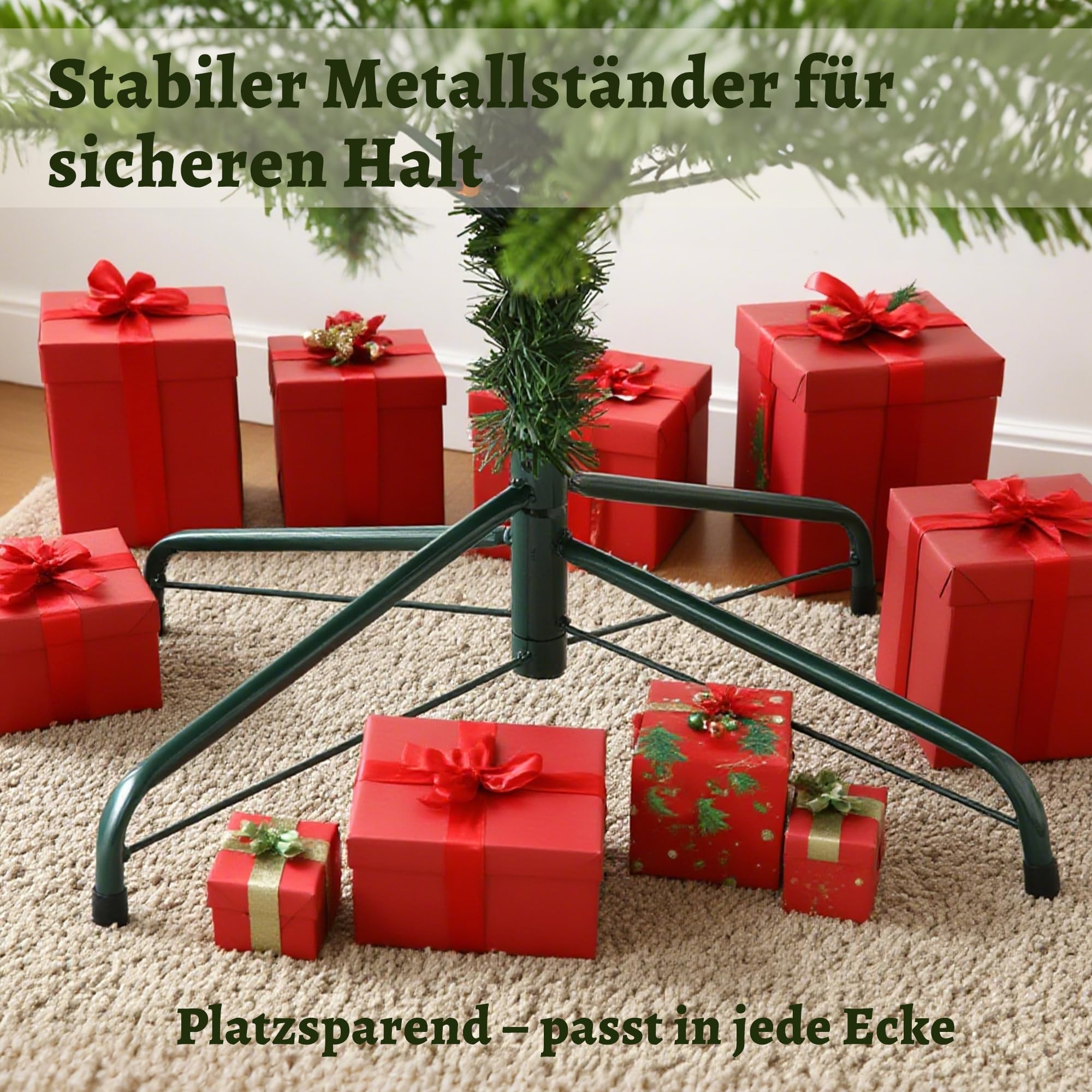 EVGN Künstlicher Weihnachtsbaum 180 cm – Nordmanntanne Optik – Dicht & naturgetreu – Premium PE+PVC Zweige mit stabilem Metallständer – Einfacher Aufbau & wiederverwendbar.