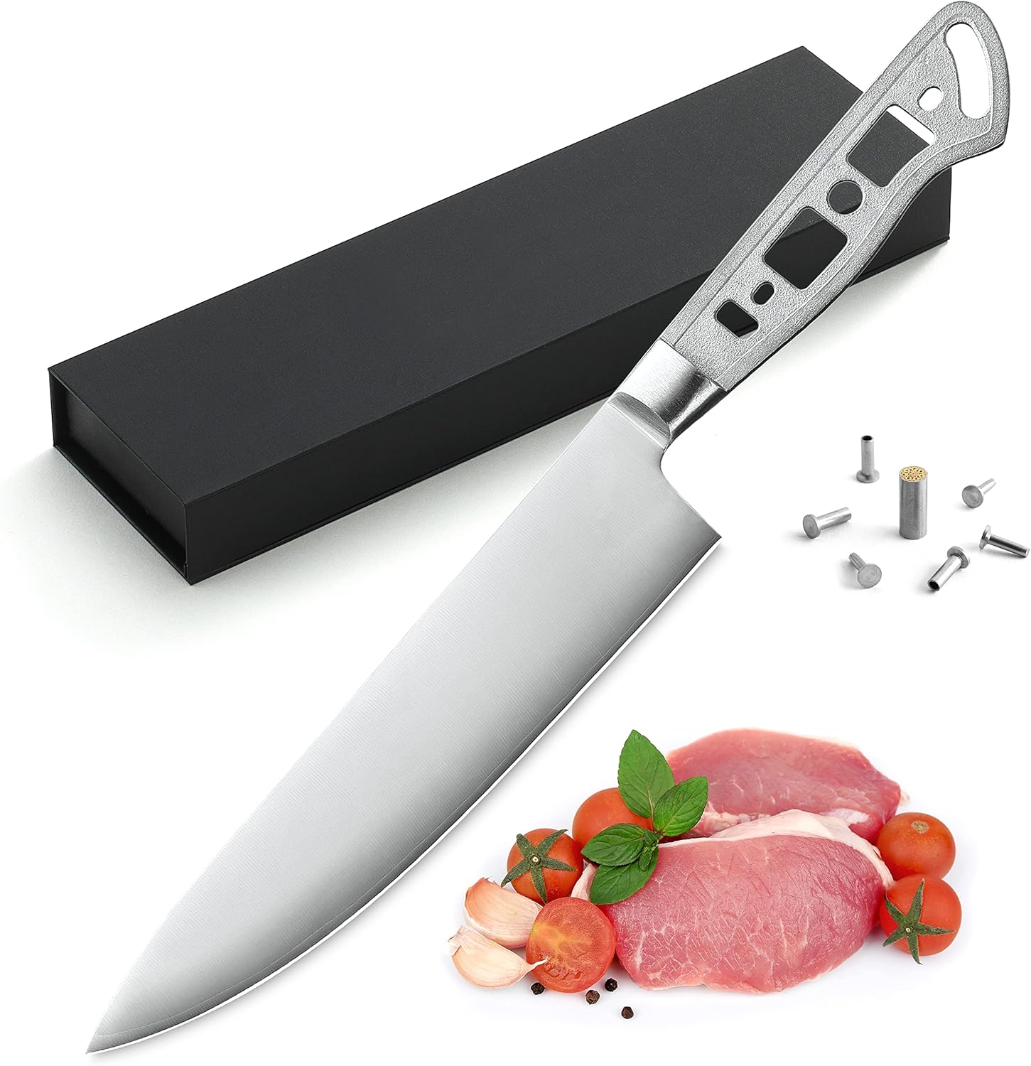 KATSURA Woodworking Project Kit – Chef Knife Blank – 8 Inch – Japanese Premium AUS 10, 3-Layer Forged Steel – Perfect for Woodworkers, Crafters – Classic Style Handle – NO LOGO
