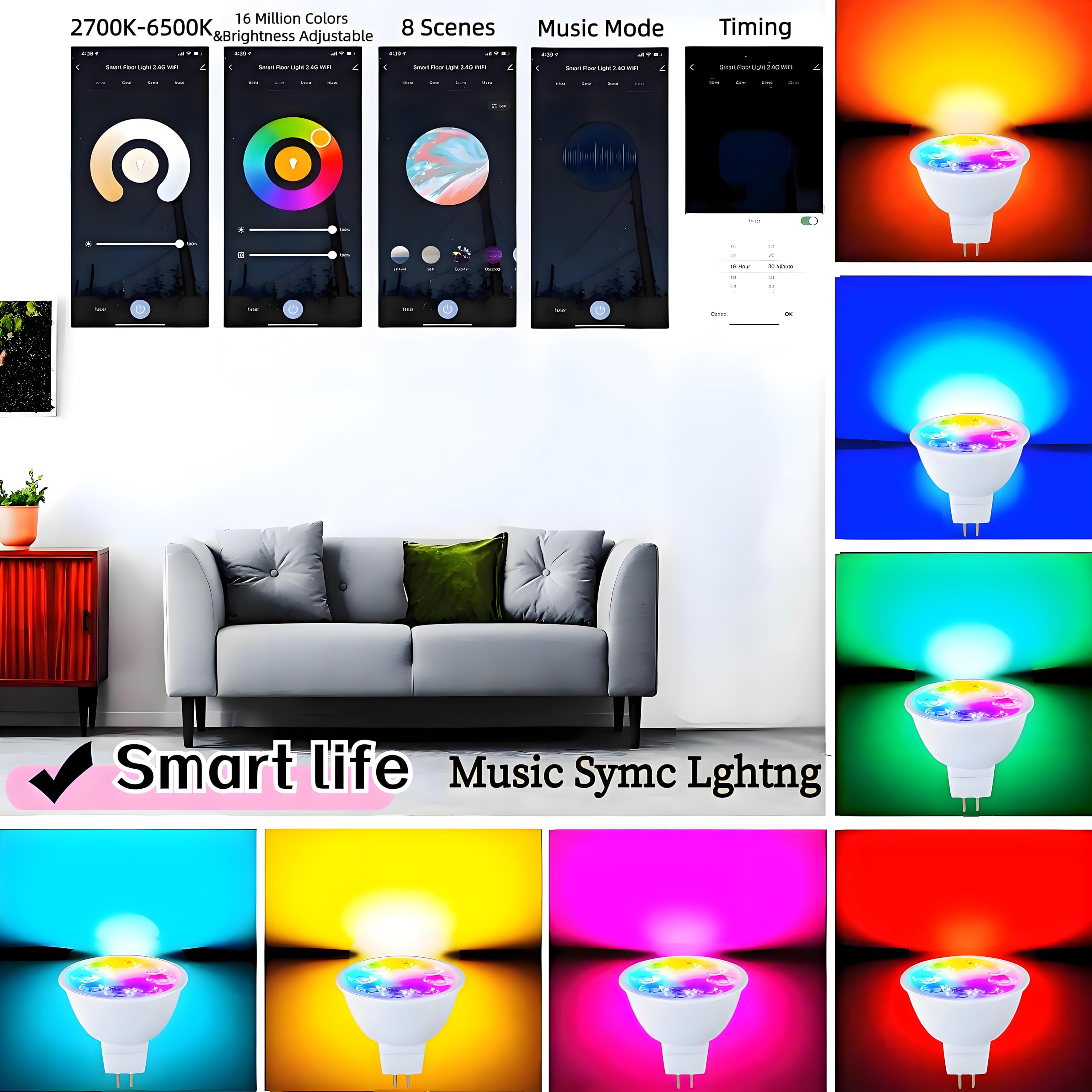 Ampoule LED GU5.3, MR16 LED 12V 5W Equivalent à 50W Lampe Halogène