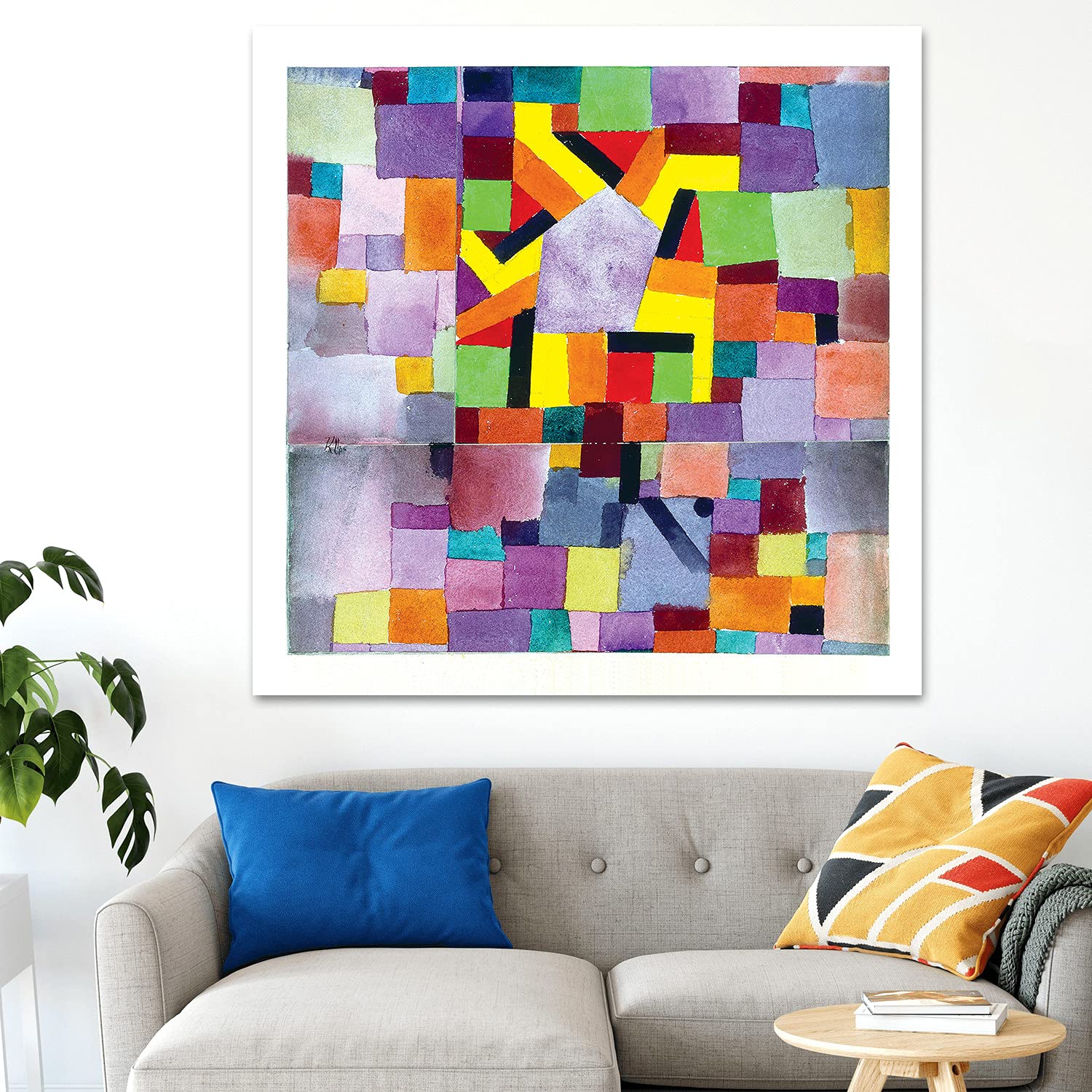 Giallobus - Pinturas - Paul Klee - con el pentágono púrpura - Vidrio acrílico plexi - 100x100 - Listo para Colgar - Cuadros Modernos para el hogar