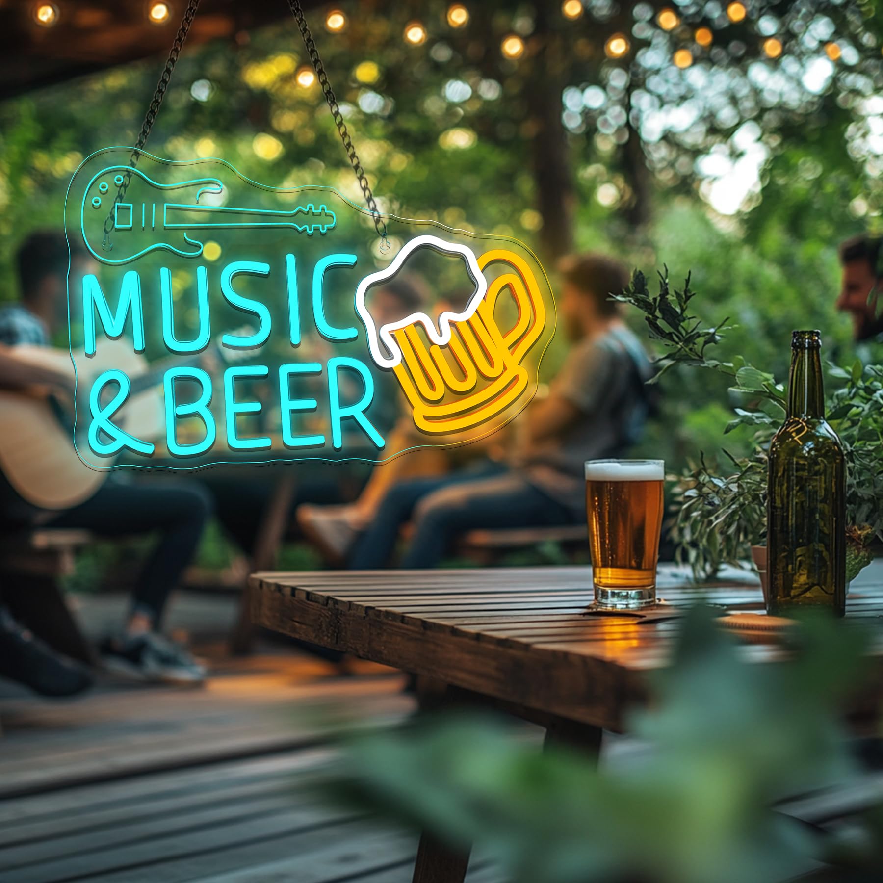 VYXIN Music Beer Neon Sign, Beer Guitar LED Sign - Image 3