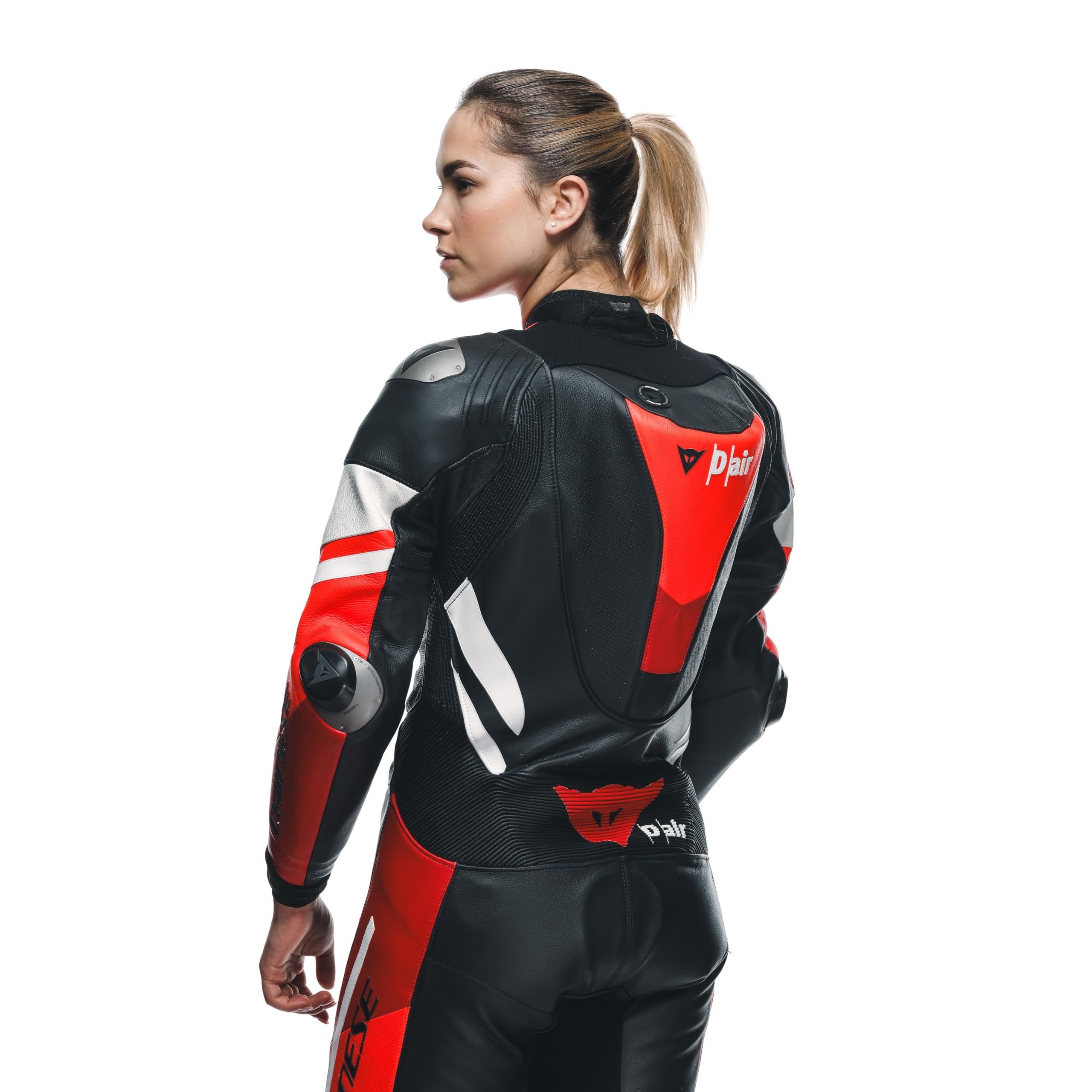 Dainese Misano 3 D-Air perforowany 1-częściowy damski skórzany kombinezon motocyklowy, czarny/biały/czerwony, 46