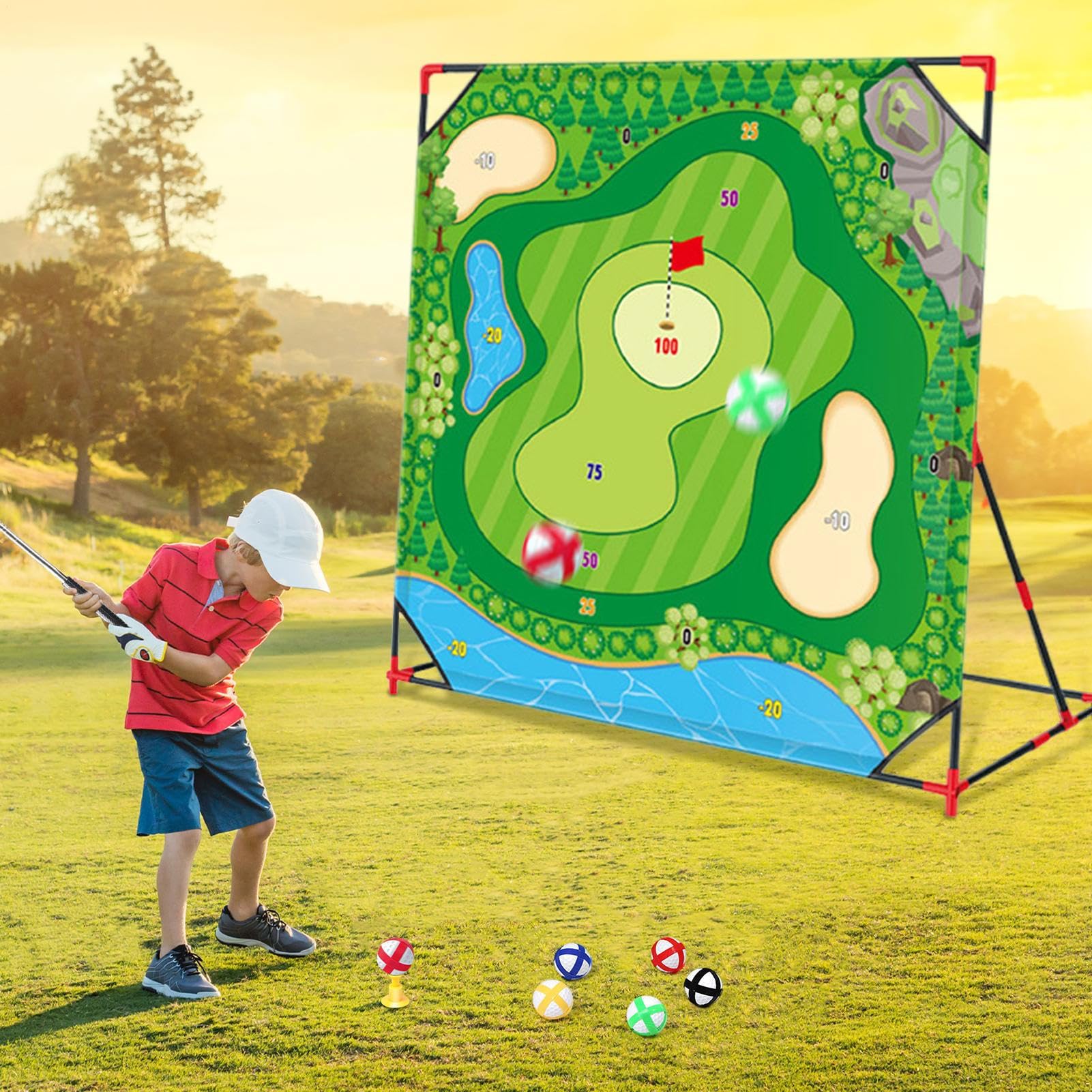 Jeux de Golf pour, Jeu de Golf de Bataille | Mat de Pratique du Golf - avec Un Sac de Rangement de Billes de Club, Mettre des activités Sportives de Jouets d'entraînement pour Les Adultes à la Maison