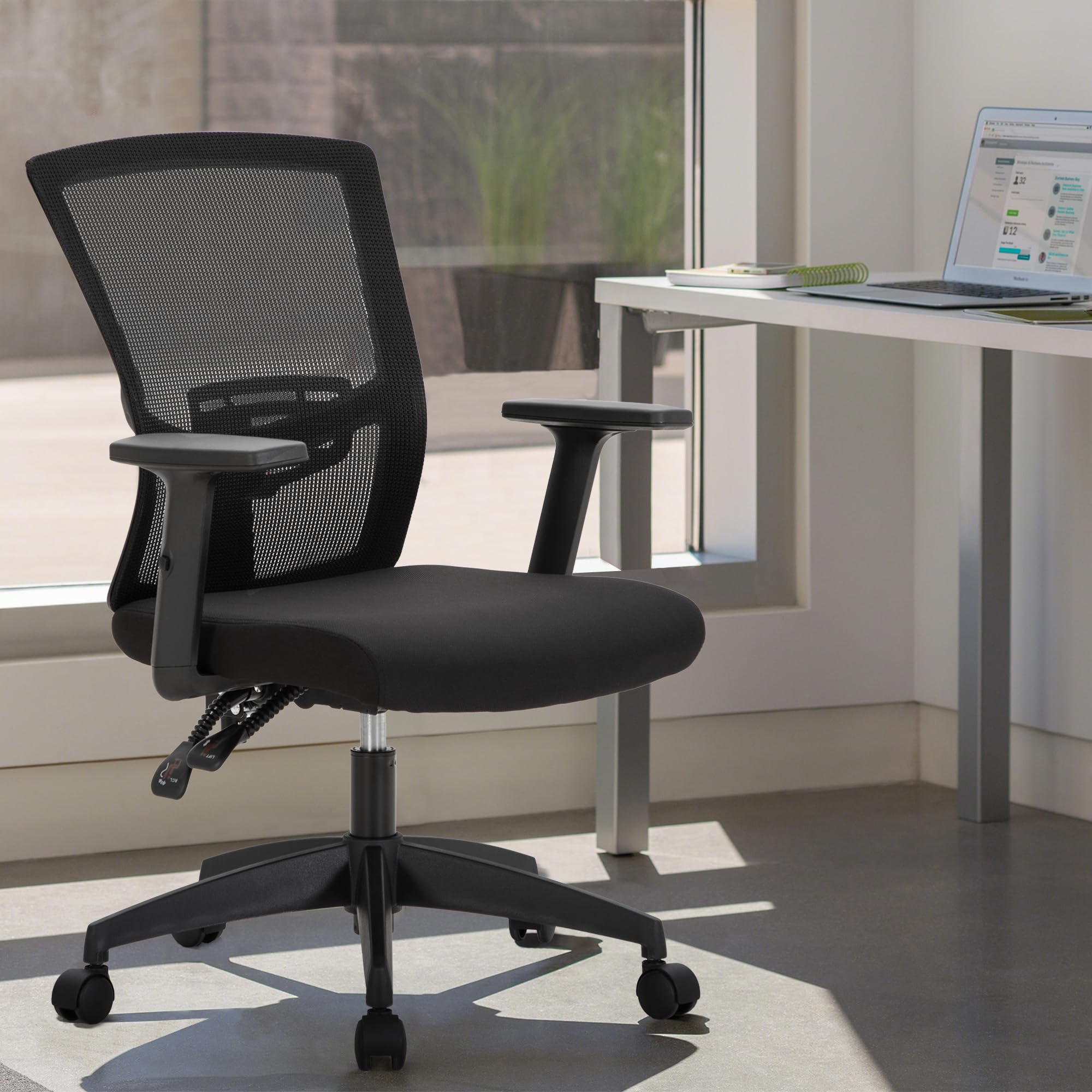 Alpha Home Bürostuhl Ergonomischer Schreibtischstuhl, Computer-Arbeitsstuhl mit atmungsaktivem Mesh verstellbaren Armlehnen, Heimbüro, 48x48x100 cm