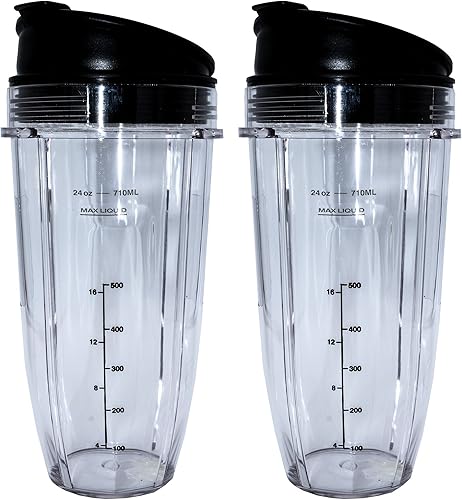 Blendin Vaso grande alto de 24 onzas con tapa Sip N Seal de repuesto, compatible con licuadoras Nutri Ninja Auto IQ y Duo - Vasos de repuesto de