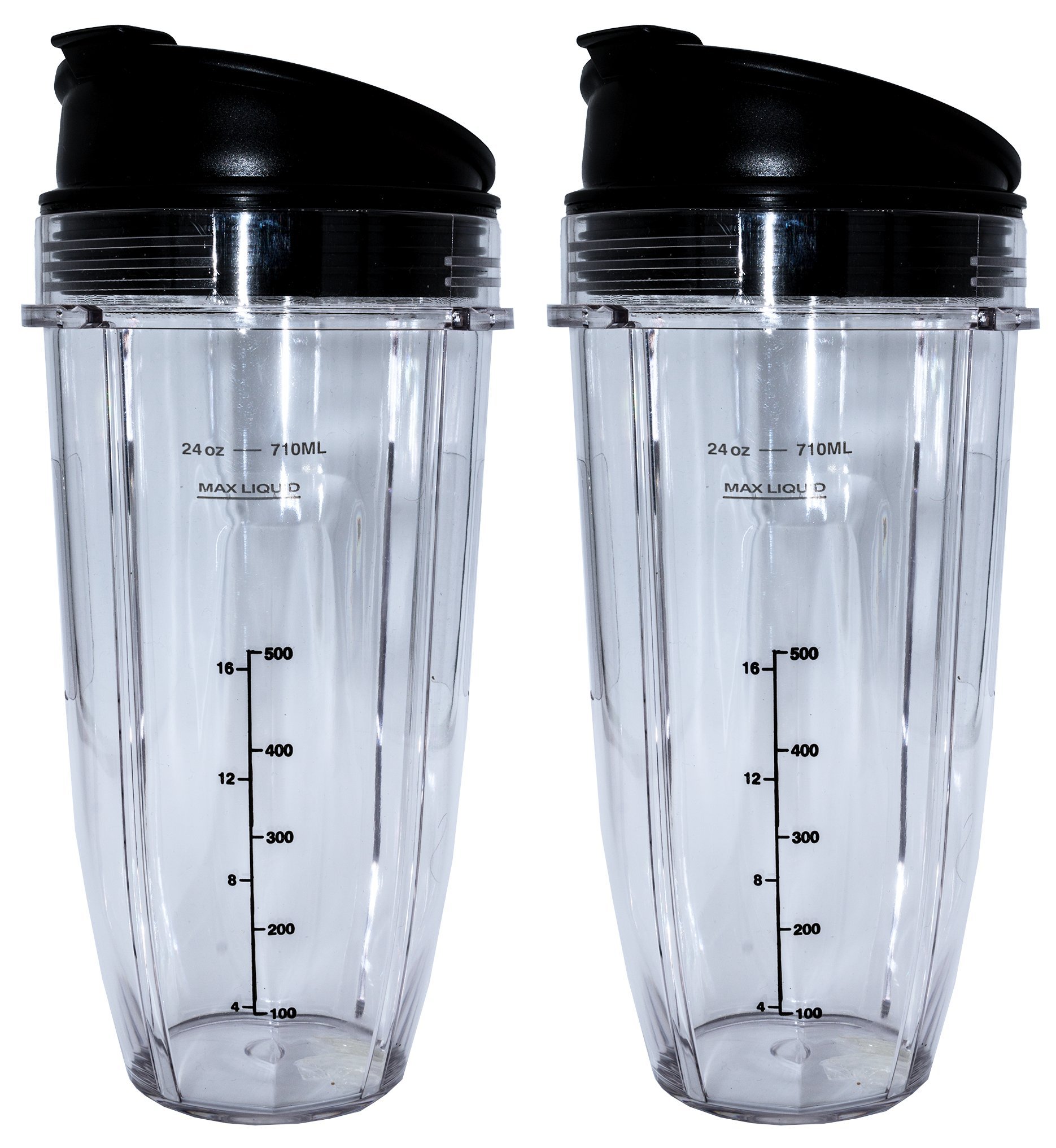 24oz Large Tall Cup with Sip N Seal Lid Replacement Jar, Compatible with Nutri Ninja Auto IQ & Duo Blenders - Premium Blender Replacement Cups - Cup Diameter is 4" (2 Pack)