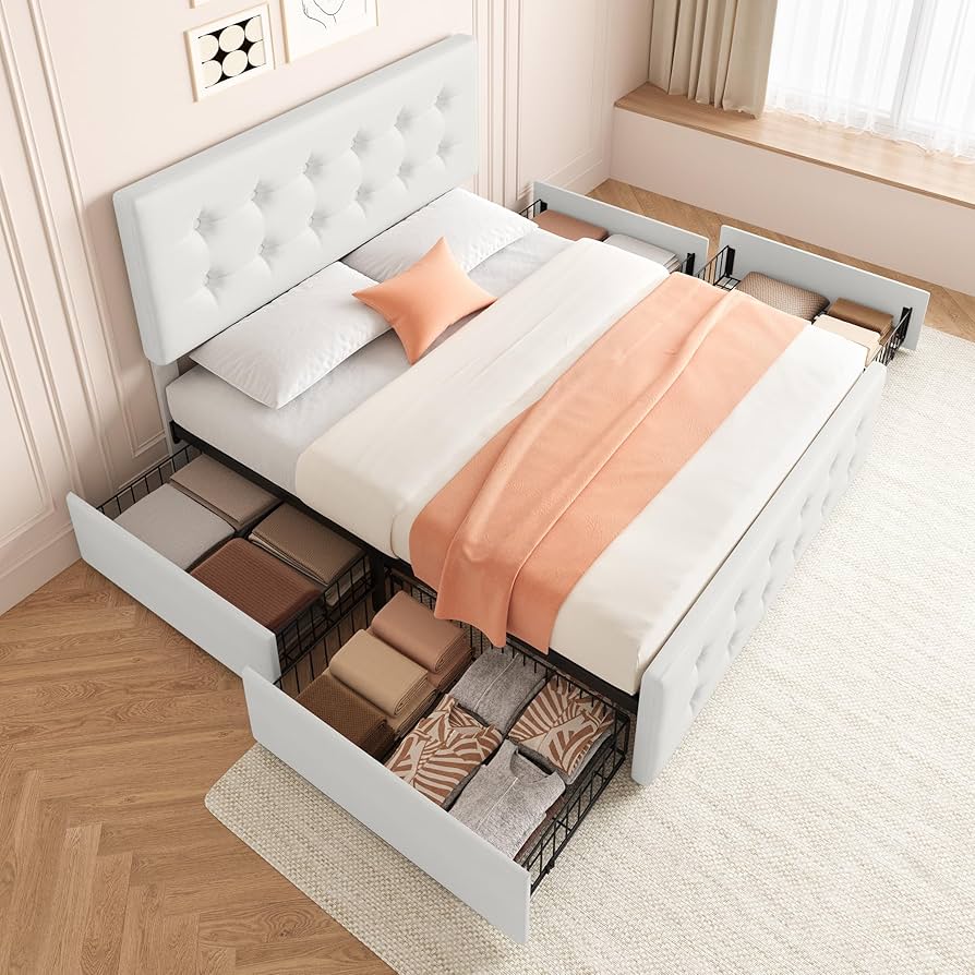 Amazon.com: IDEALHOUSE Full Size Bed Frame with 4 Storage