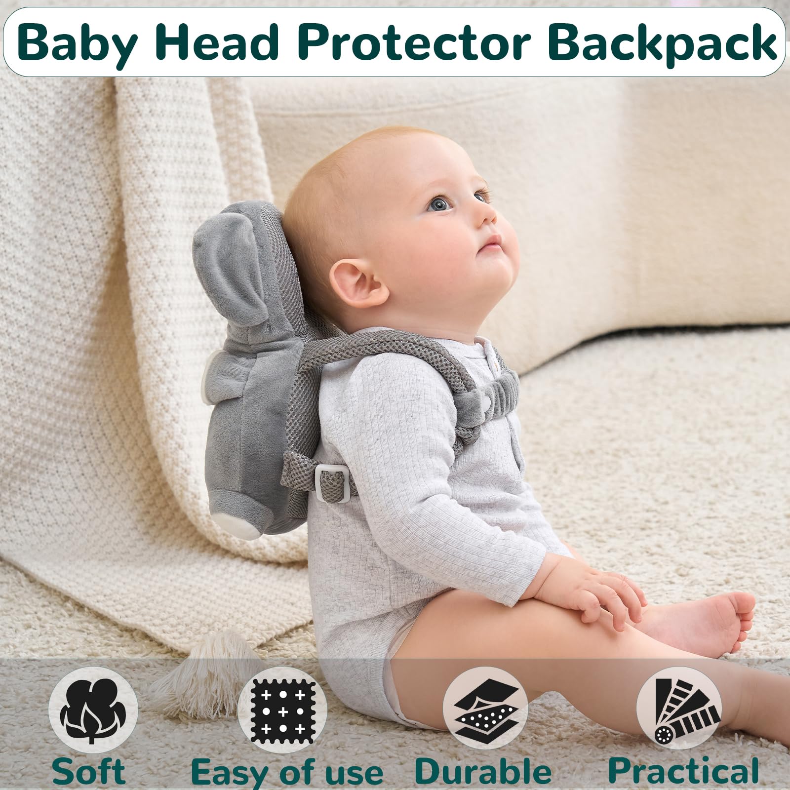 Baby Head Protector Backpack for Falling Crawling and Walking Toddler Essentials Harness Infant Koala Toys Helmets Baby Christmas Gifts Essentials Must Have Stuff Items for 0.5-2 Years