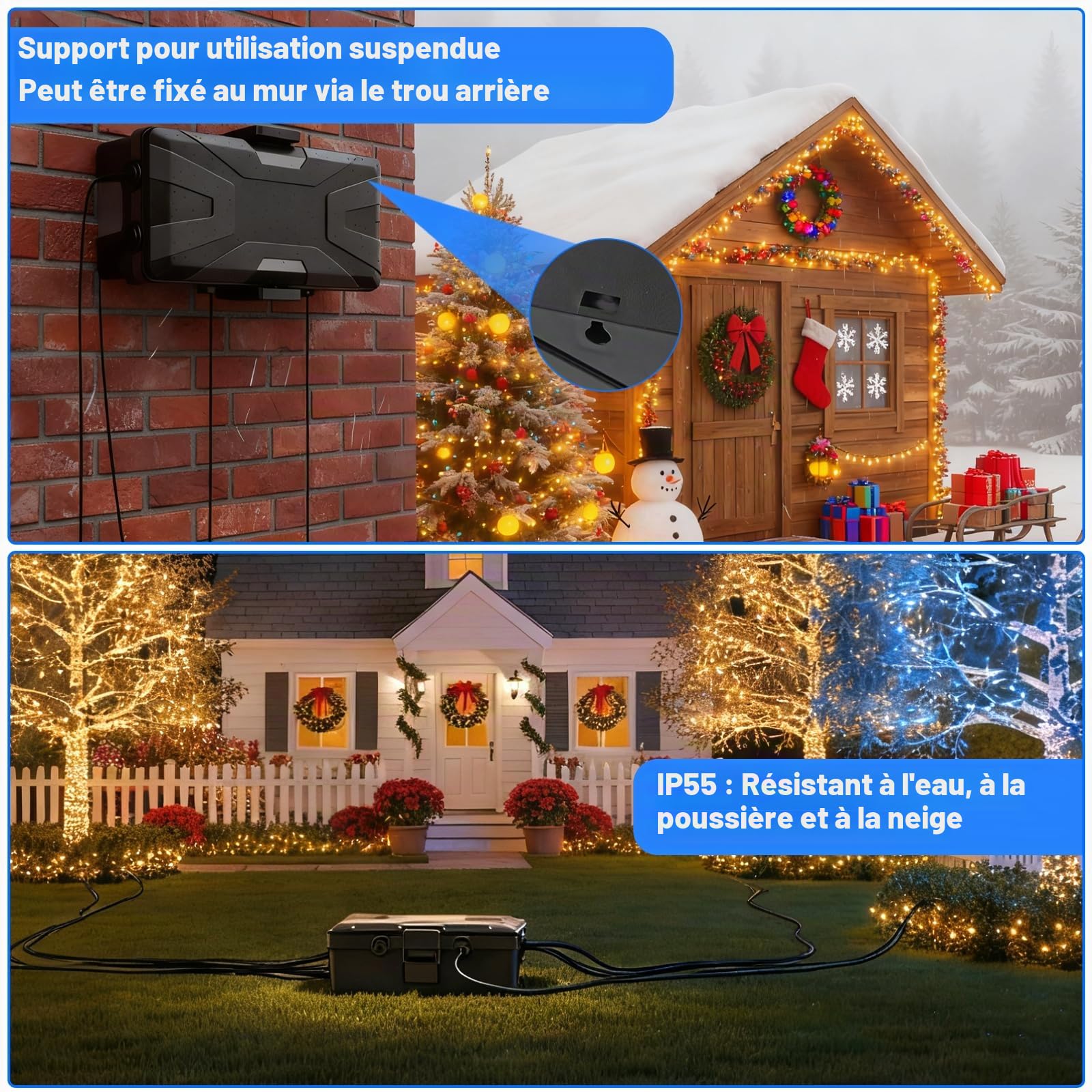 Boite Etanche Electrique Exterieur, Boitier Electrique Etanche IP55, Boite de Derivation Etanche pour Prises de Jardin, Rallonges, Câbles, Décoration Lumineuse de Vacances (23x12x10cm)