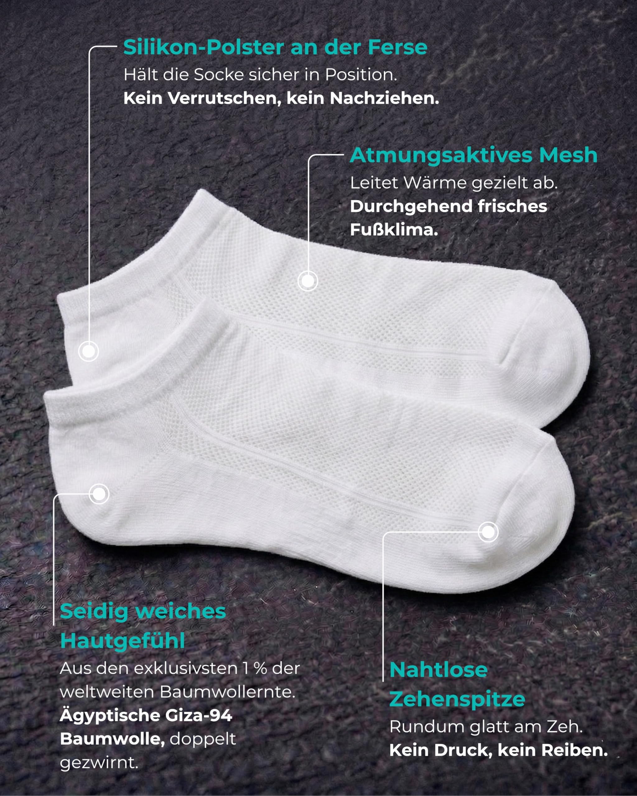 Chaussettes basses fines pour homme et femme en coton égyptien Giza 94, respirantes avec grip en silicone