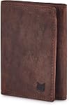 Genuine Leather Trifold Wallets for Men Travel Slim Front Pocket RFID Blocking Card Wallet