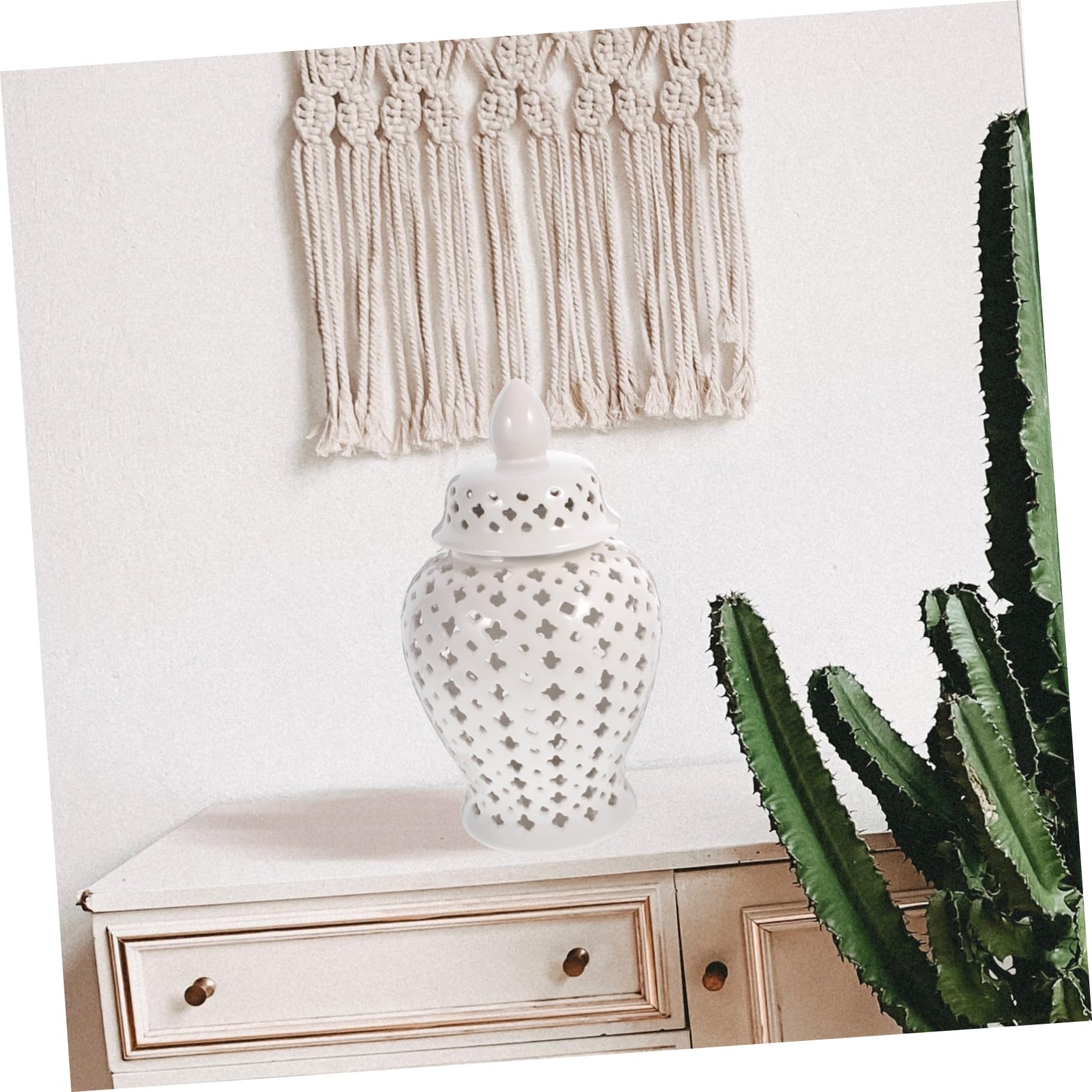 Ciieeo Weiße Hohle Keramikvase als Zarter Blumenhalter für Haus und Balkon in Modernem Europäischen Design und Einfacher Form