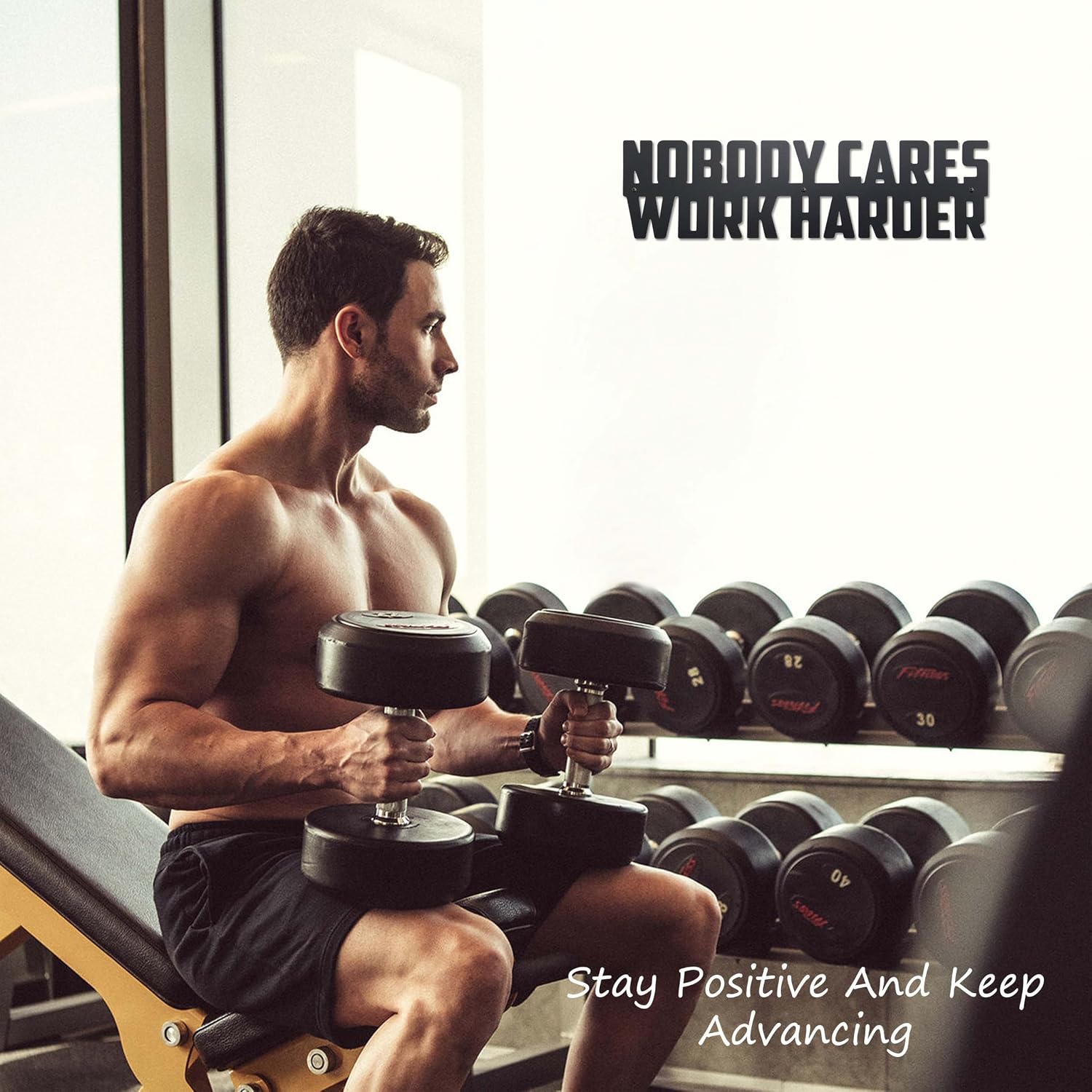 Nobody Cares Work Harder Metal Gym Motivational Wall Art For Home Gym Room Guys Dorm Office Bedroom Man Cave Wall Decor, Ideal Fitness Gifts For Son, Friends, Colleagues image 4
