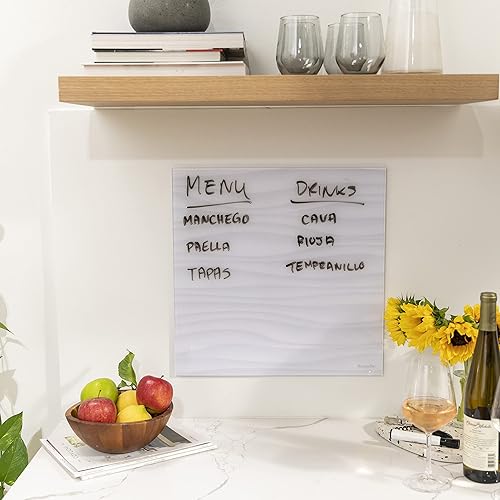 Miniatura 9 de ECR4KIDS MessageStor - Pizarra magnética de vidrio de borrado en seco con imanes, 17.5 x 17.5 pulgadas, pizarra blanca para montaje en pared, ondas