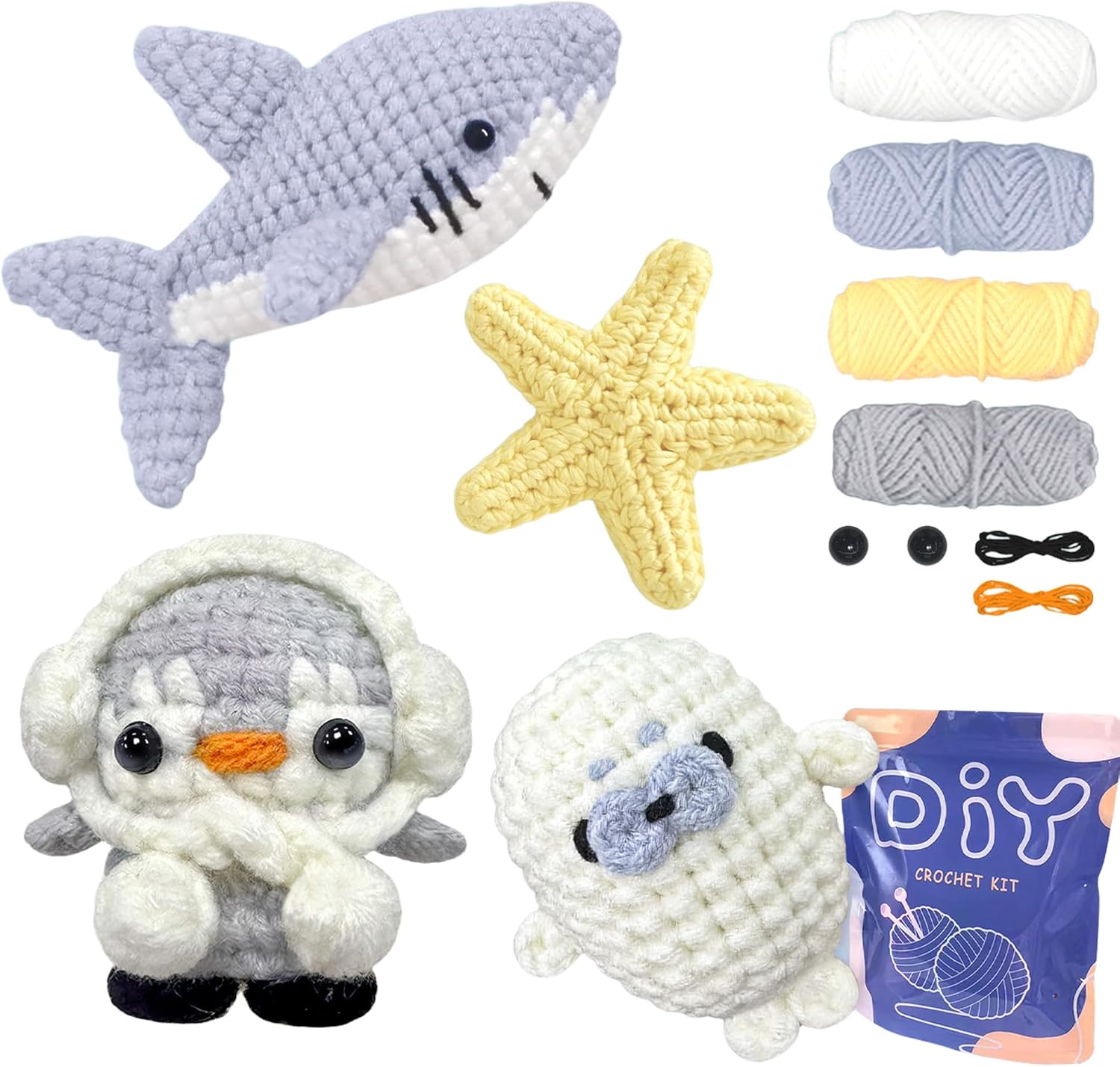 YAMAXIN Crochet Set for Beginners, for Complete Adults, Animal Crochet Hook Set for Beginners, Crochet Knitting Set with Video (6pcs Animals)