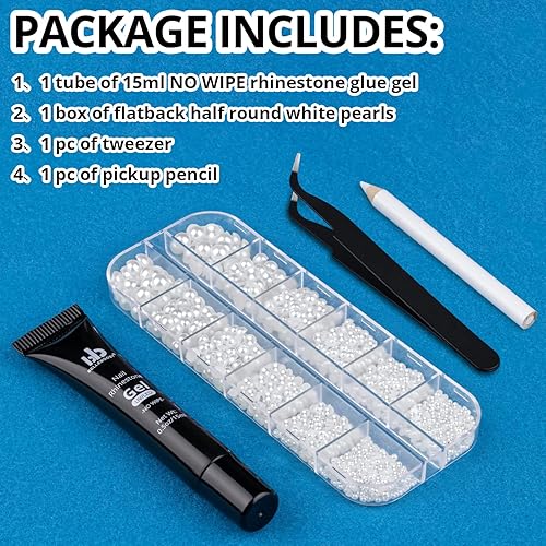 Miniatura 2 de Kit de accesorios de gel de diamantes de imitación y gemas de espalda plana, 1 tubo de pegamento de gel de diamantes de imitación de 0.5 onzas