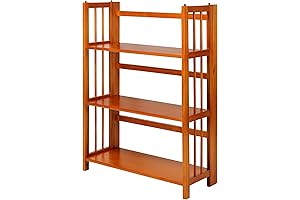 "Casual Home 3-Shelf Folding Stackable Bookcase (27.5" Wide)-Honey Oak"