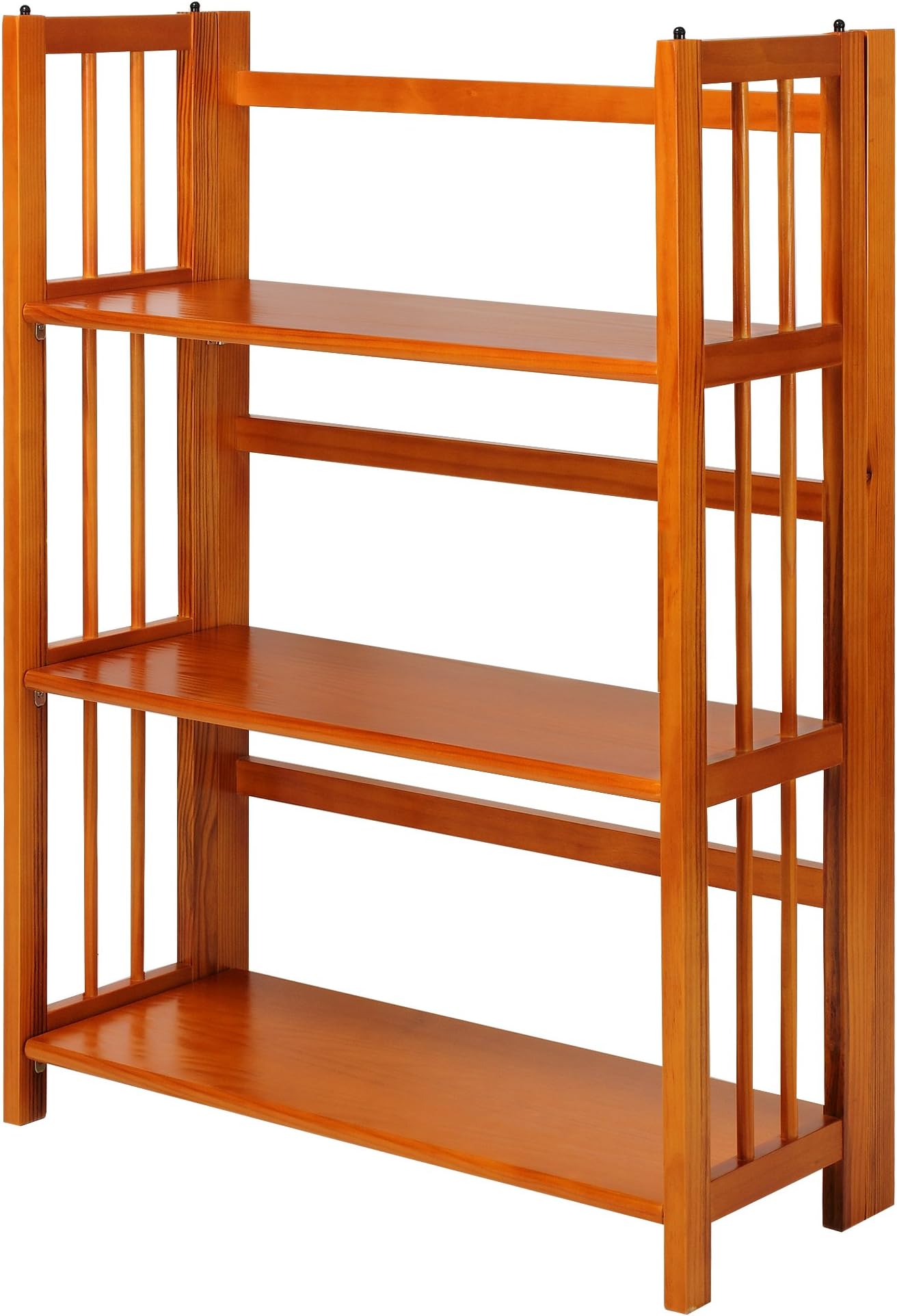 Casual Home 3-Shelf Folding Stackable Bookcase (27.5" Wide)-Honey Oak