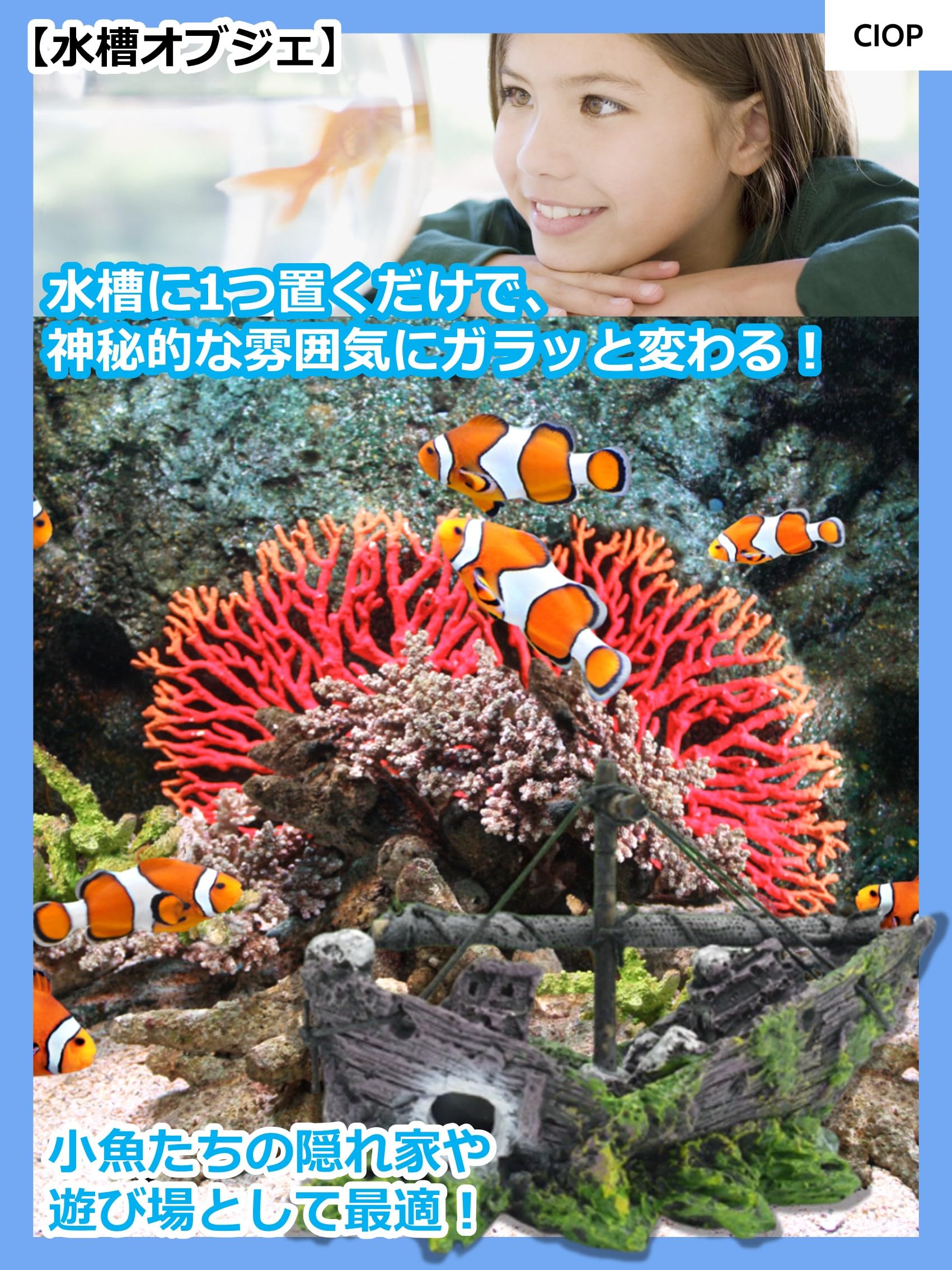 Amazon.co.jp: CIOP 【 水槽 オブジェ (沈没船 02) 海賊 船