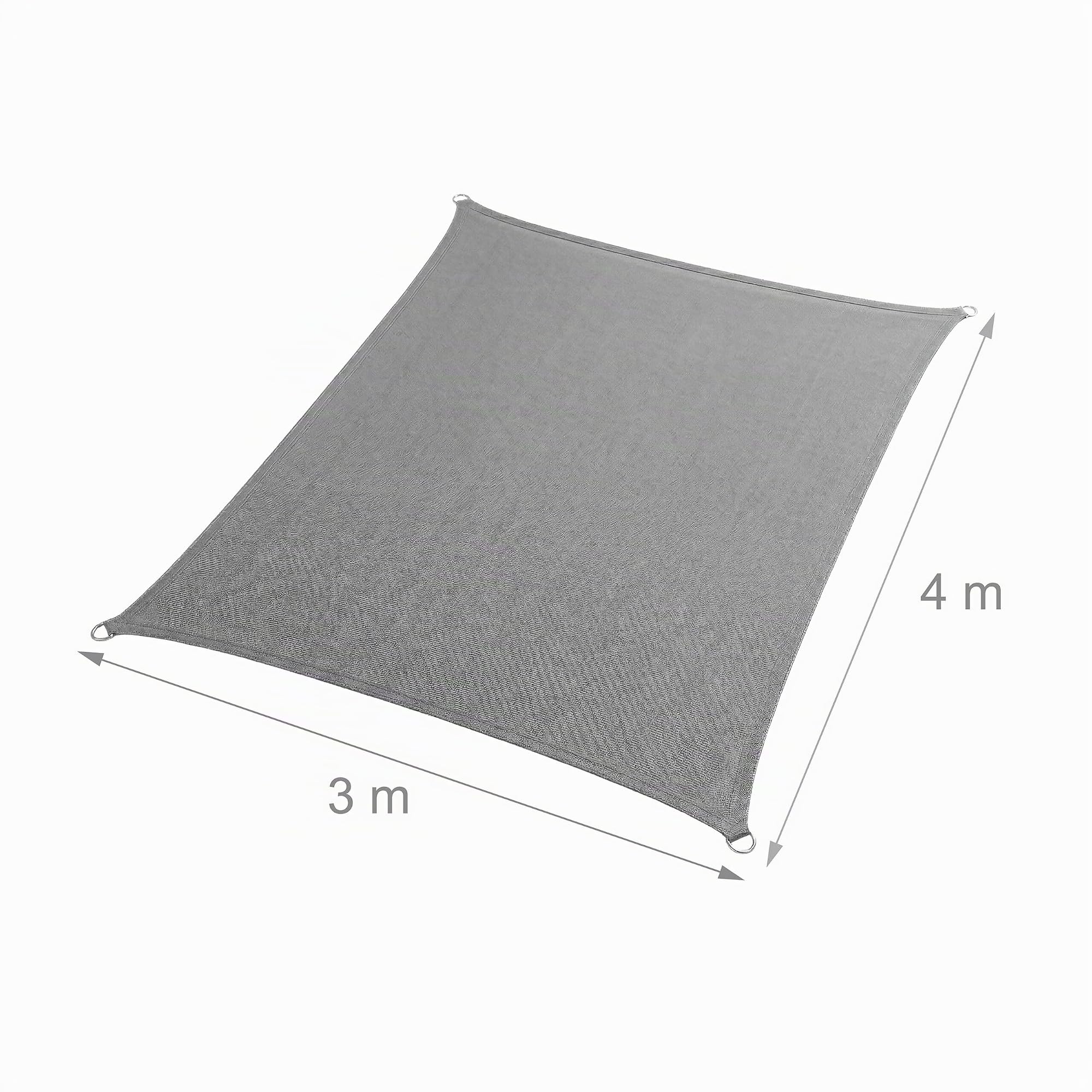 Voile d'ombrage Relaxdays, 3 x 4 m, HDPE Respirant, pour Jardin & Balcon, rectangulaire, avec Cordes, Gris foncé