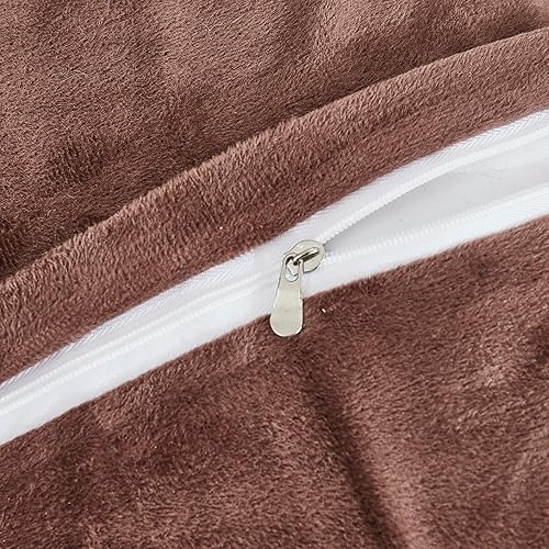 Miniatura 7 de Yaoshuho Funda de almohada corporal de piel sintética de conejo peludo, funda de almohada de lujo a rayas con cremallera, almohada decorativa de