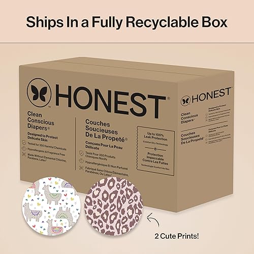 Miniatura 9 de The Honest Company Pañales Clean Conscious  A base de plantas, sostenibles  Just Peachy + Flower Power  Super Club Box, tamaño 4 (22-37 libras), 104